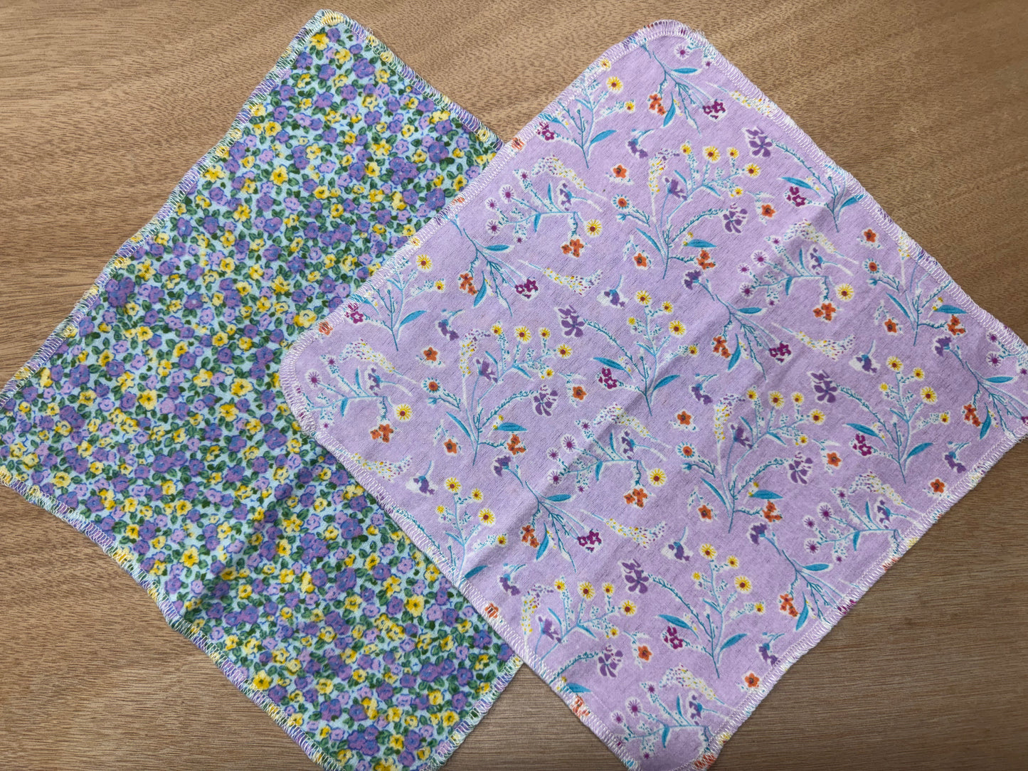 Floral | Reusable Non-Paper Towels Set of 5 | 100% Cotton Flannel | Eco-Friendly Cleaning Cloths | 10" x 10"