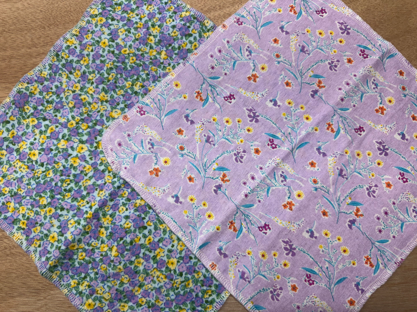 Floral | Reusable Non-Paper Towels Set of 5 | 100% Cotton Flannel | Eco-Friendly Cleaning Cloths | 10" x 10"