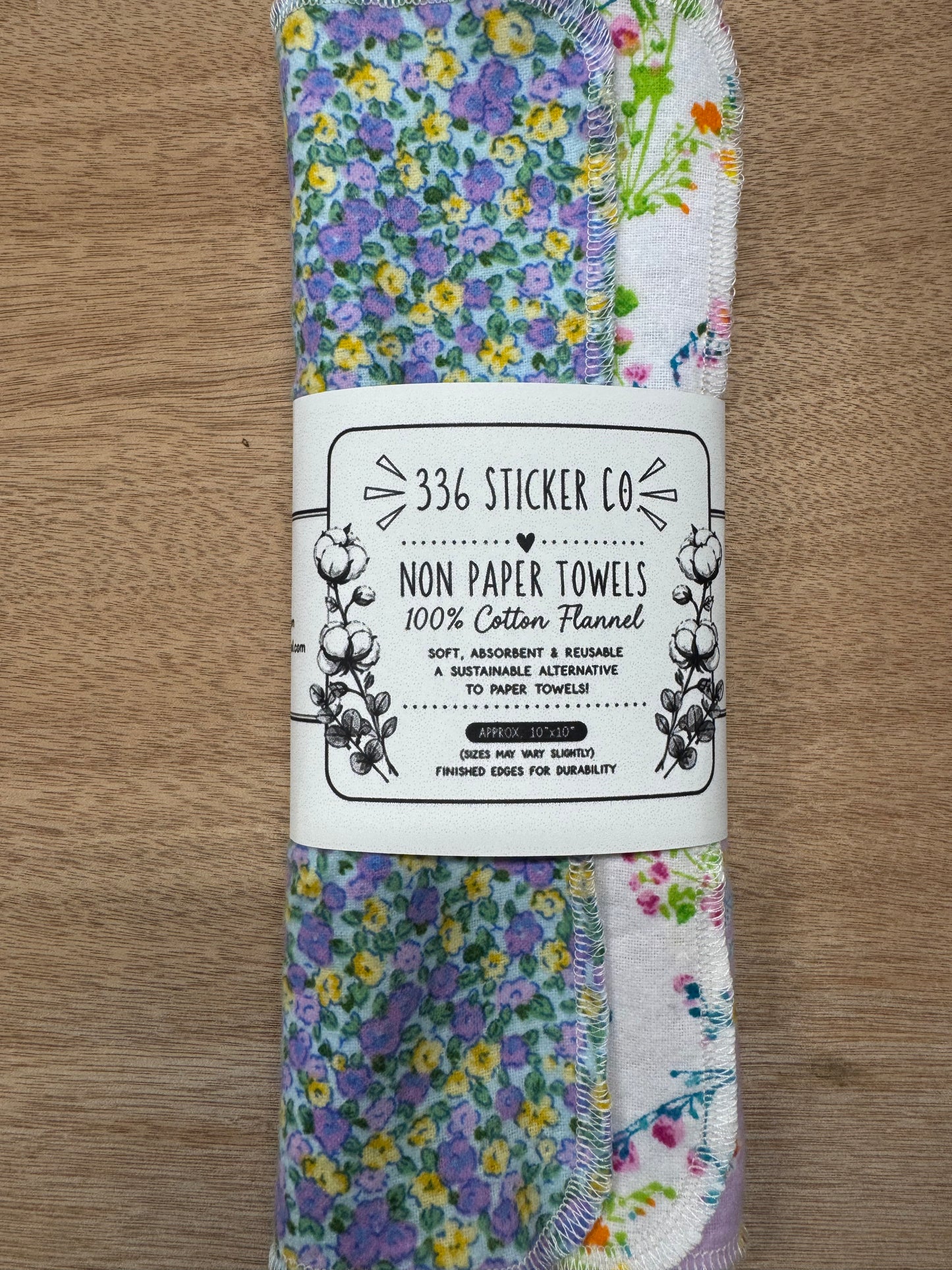Floral | Reusable Non-Paper Towels Set of 5 | 100% Cotton Flannel | Eco-Friendly Cleaning Cloths | 10" x 10"