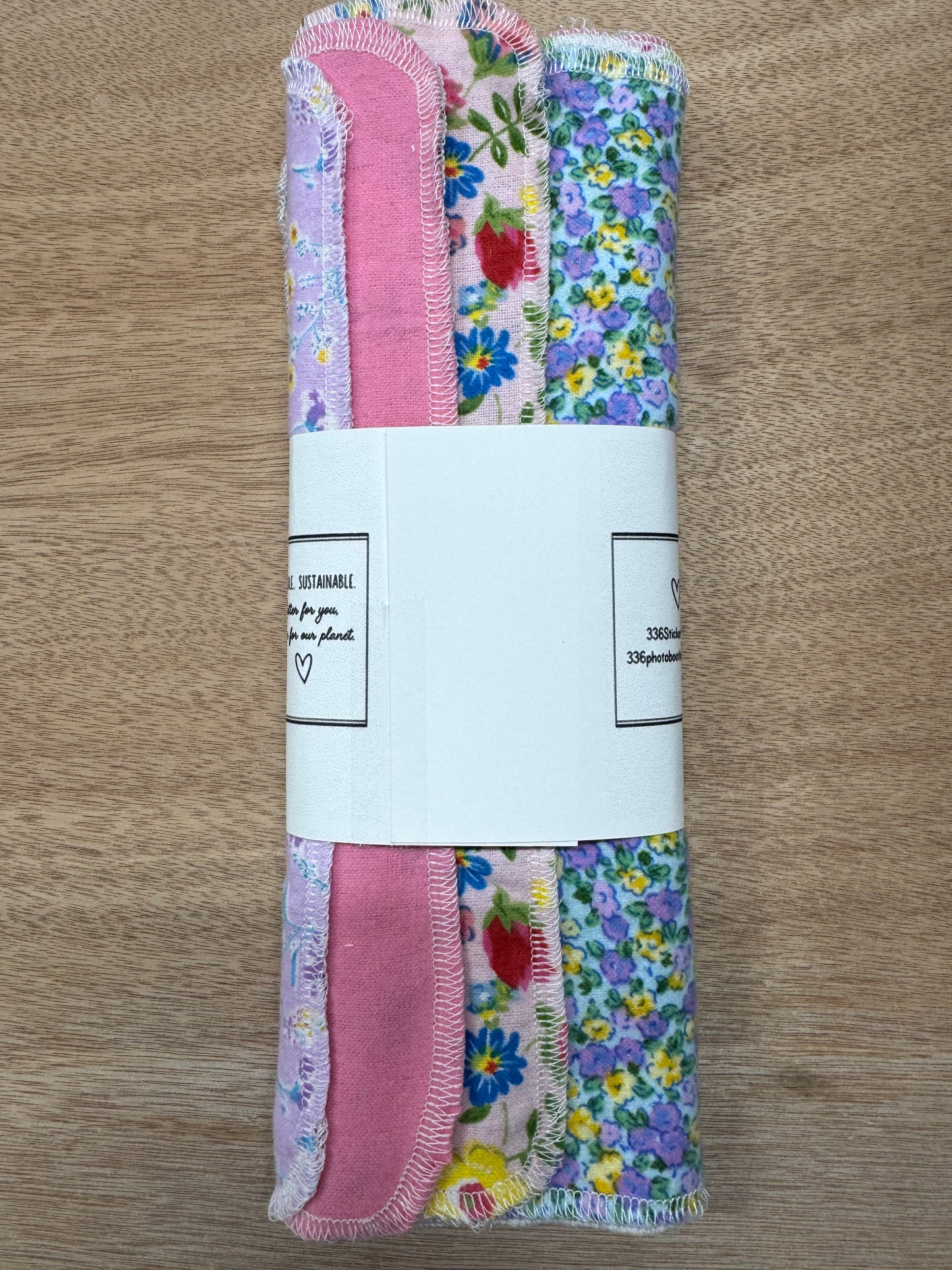 Floral | Reusable Non-Paper Towels Set of 5 | 100% Cotton Flannel | Eco-Friendly Cleaning Cloths | 10" x 10"