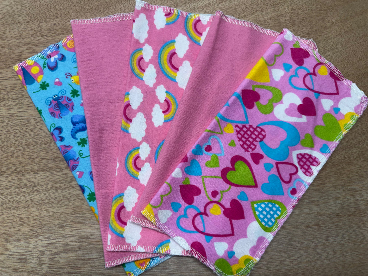 Vibrant Pink | Insects| Reusable Non-Paper Towels Set of 5 | 100% Cotton Flannel | Eco-Friendly Cleaning Cloths | 10" x 10"