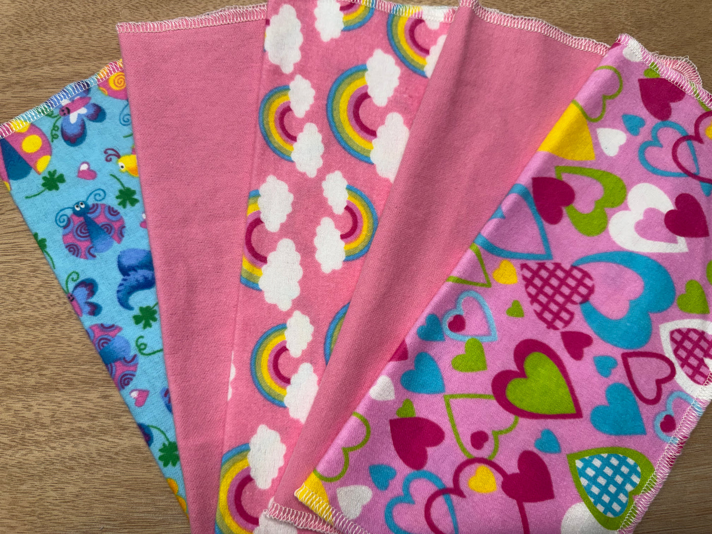 Vibrant Pink | Insects| Reusable Non-Paper Towels Set of 5 | 100% Cotton Flannel | Eco-Friendly Cleaning Cloths | 10" x 10"