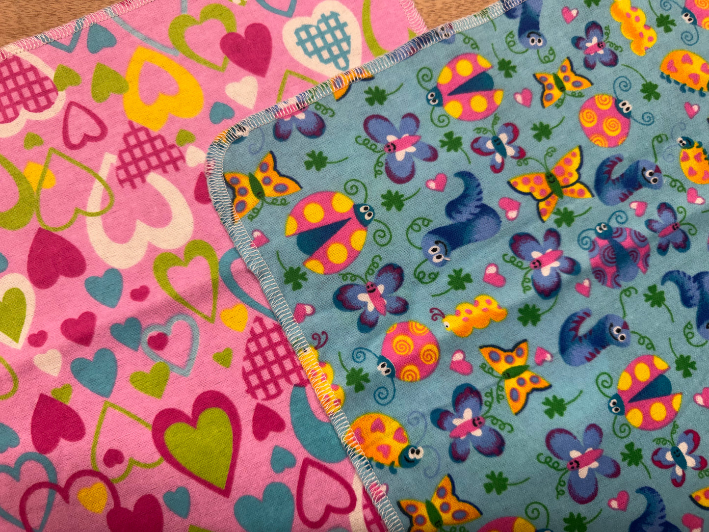 Vibrant Pink | Insects| Reusable Non-Paper Towels Set of 5 | 100% Cotton Flannel | Eco-Friendly Cleaning Cloths | 10" x 10"