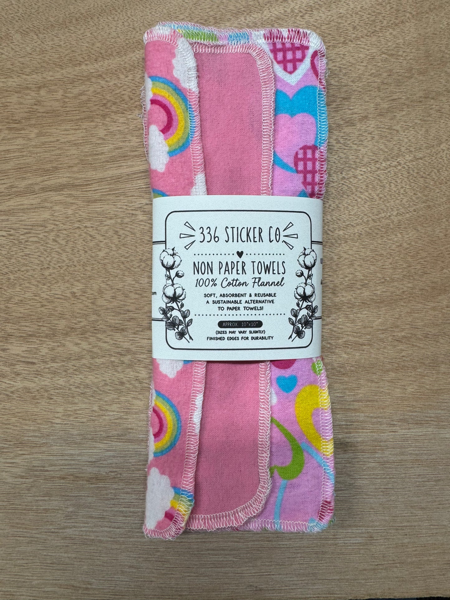 Vibrant Pink | Insects| Reusable Non-Paper Towels Set of 5 | 100% Cotton Flannel | Eco-Friendly Cleaning Cloths | 10" x 10"