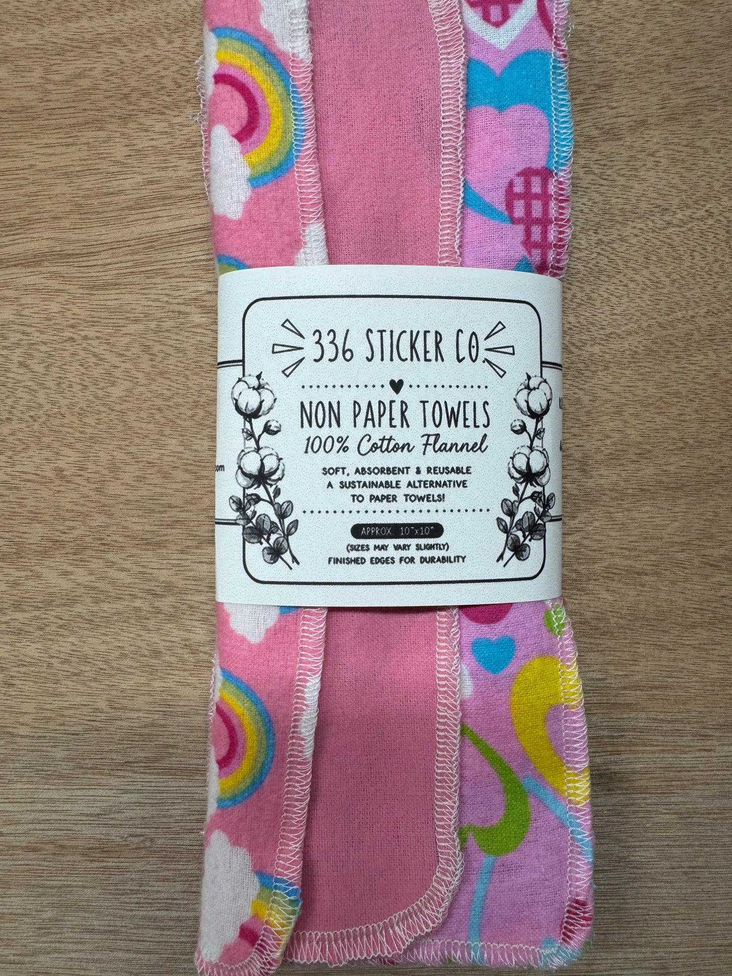 Vibrant Pink | Insects| Reusable Non-Paper Towels Set of 5 | 100% Cotton Flannel | Eco-Friendly Cleaning Cloths | 10" x 10"