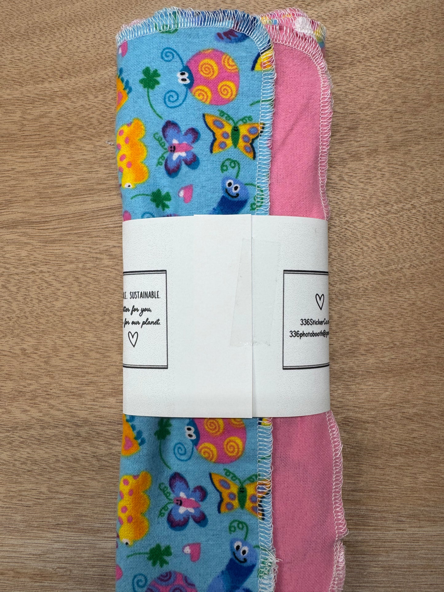Vibrant Pink | Insects| Reusable Non-Paper Towels Set of 5 | 100% Cotton Flannel | Eco-Friendly Cleaning Cloths | 10" x 10"