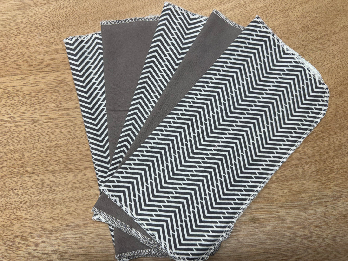 Grey Geometric | Reusable Non-Paper Towels Set of 5 | 100% Cotton Flannel | Eco-Friendly Cleaning Cloths | 10" x 10"