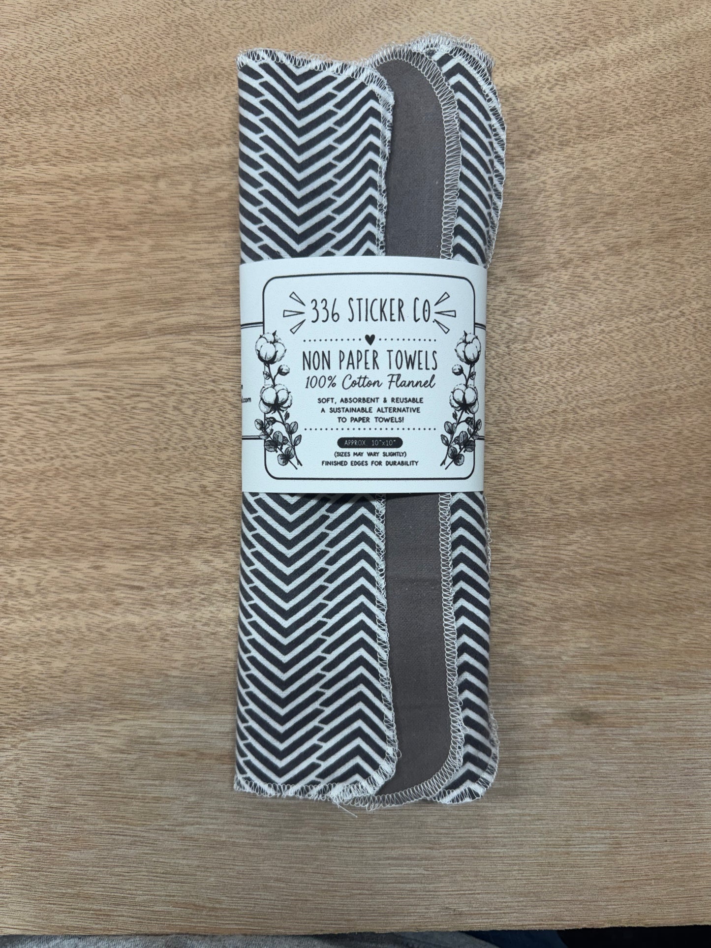 Grey Geometric | Reusable Non-Paper Towels Set of 5 | 100% Cotton Flannel | Eco-Friendly Cleaning Cloths | 10" x 10"