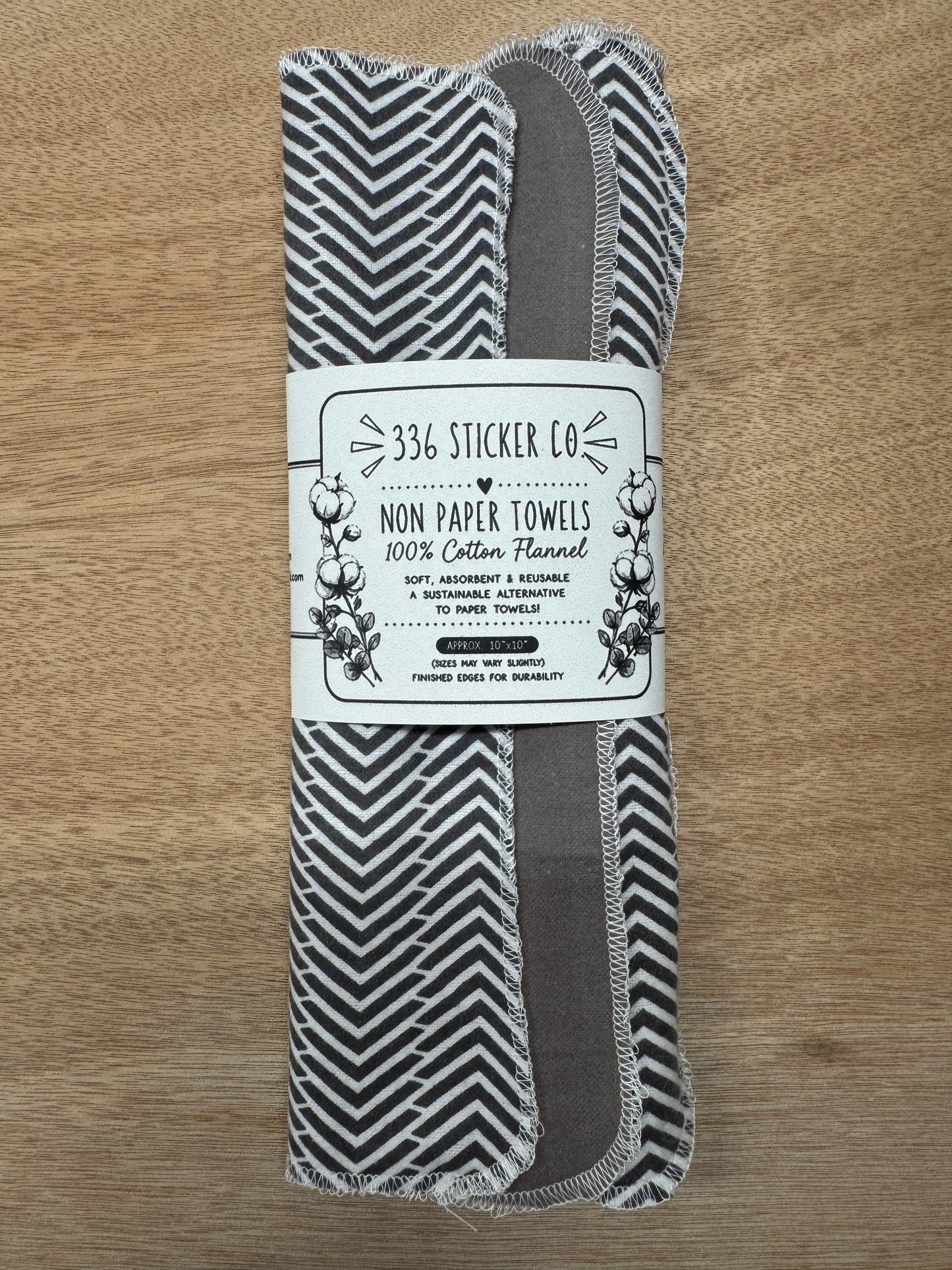 Grey Geometric | Reusable Non-Paper Towels Set of 5 | 100% Cotton Flannel | Eco-Friendly Cleaning Cloths | 10" x 10"