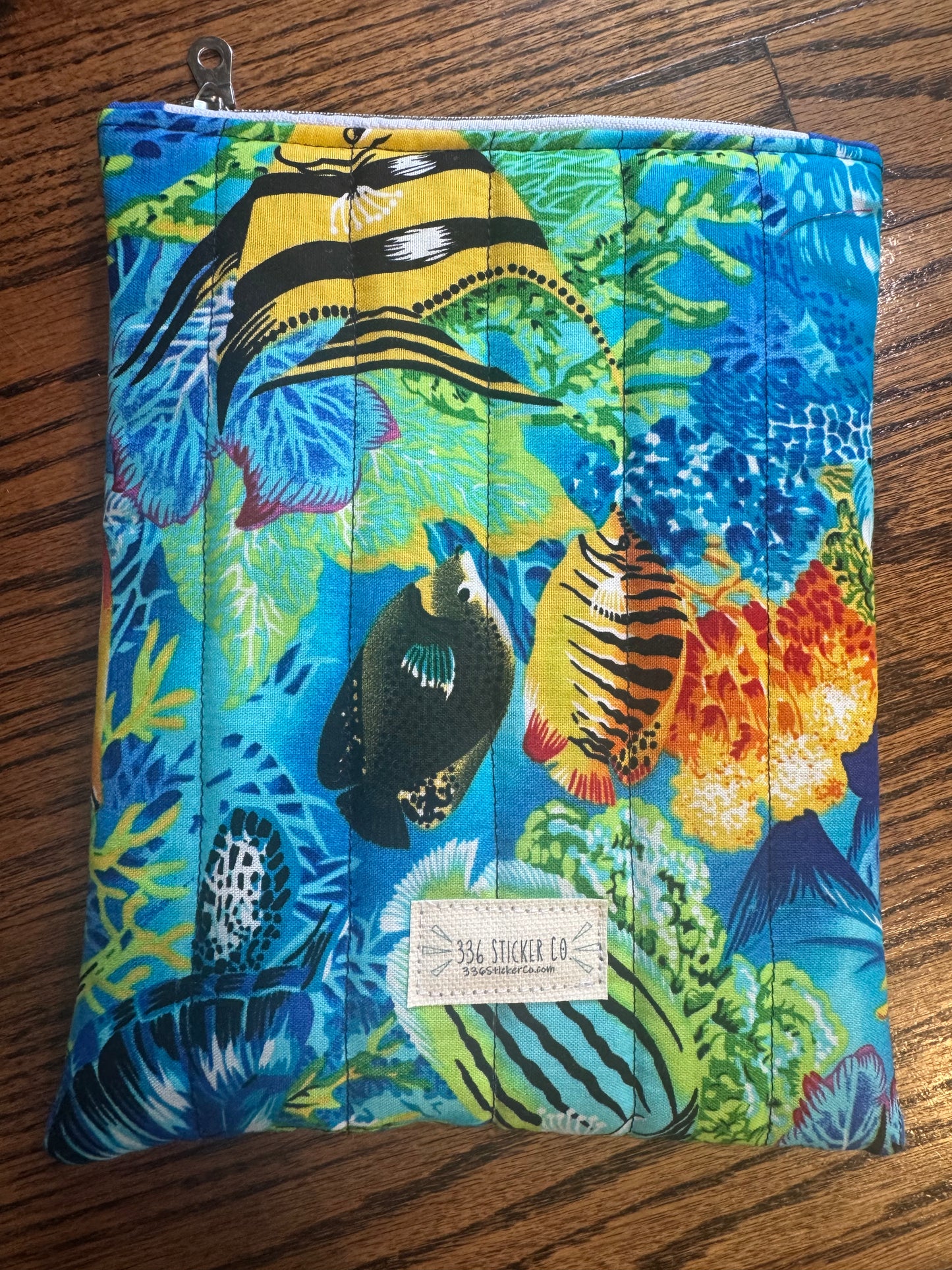 Ocean Life | E-Reader Pouch | Handmade Kindle Sleeve | Padded E-Reader Case | 8x10 Cotton Kindle Pouch | Paperwhite Sleeve | Book Lover Gift | Tablet Sleeve | Zippered E-Reader Cover