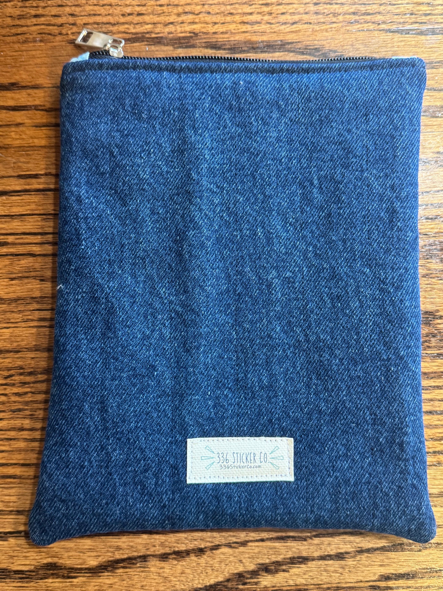 Denim E-Reader Pouch | Handmade Kindle Sleeve | Padded E-Reader Case | 8x10 Cotton Kindle Pouch | Paperwhite Sleeve | Book Lover Gift | Tablet Sleeve | Zippered E-Reader Cover