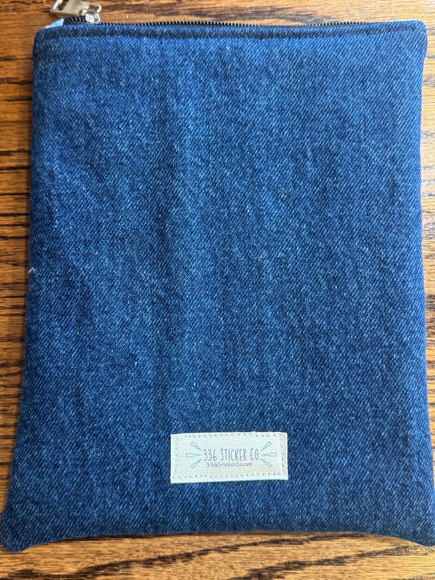 Denim E-Reader Pouch | Handmade Kindle Sleeve | Padded E-Reader Case | 8x10 Cotton Kindle Pouch | Paperwhite Sleeve | Book Lover Gift | Tablet Sleeve | Zippered E-Reader Cover