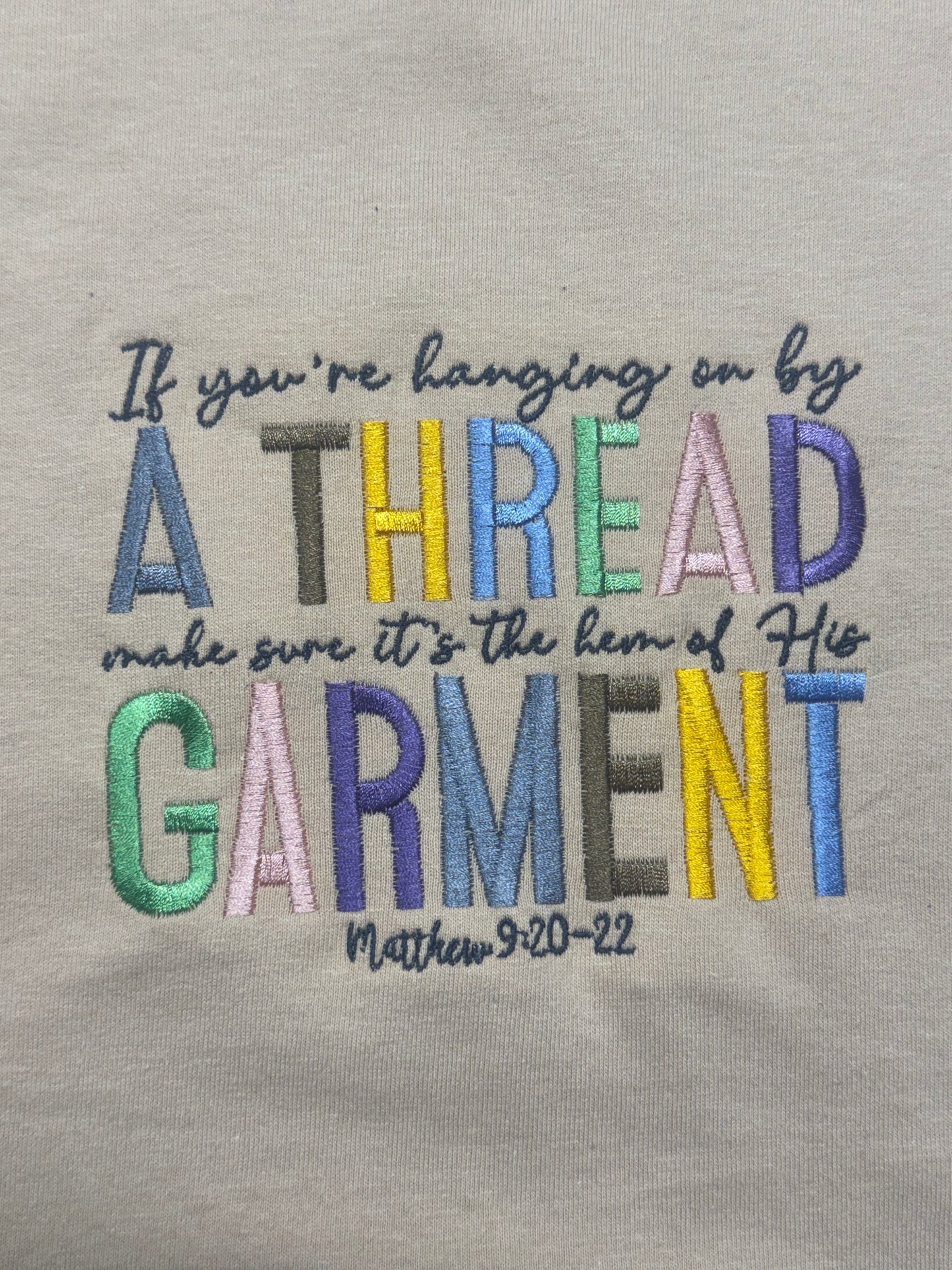 Matthew 9:20–22 Embroidered Shirt | Faith Based Bible Verse Tee | Christian Inspirational Cotton T-Shirt | Religious Gift | Sizes S–2XL