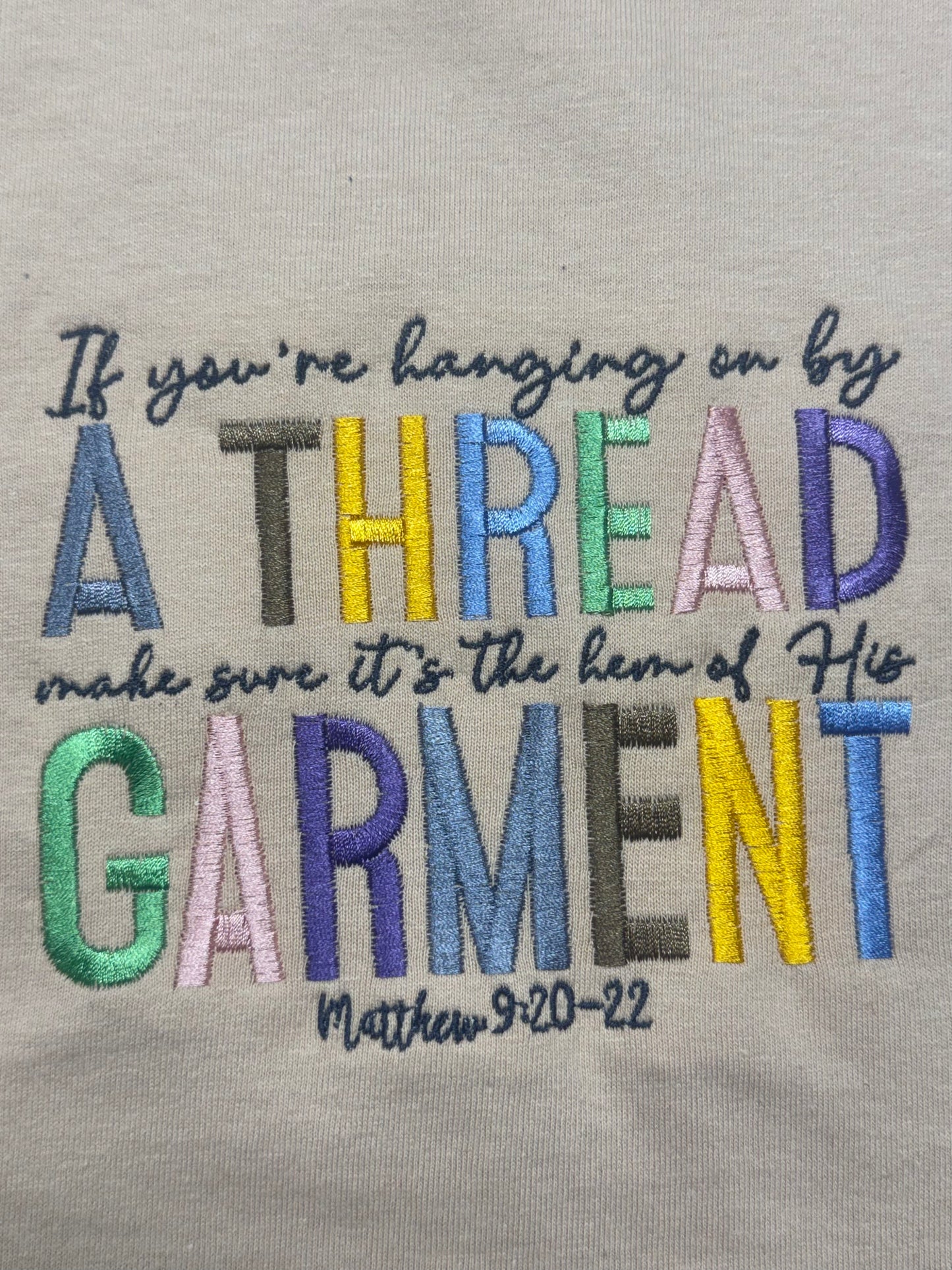Matthew 9:20–22 Embroidered Shirt | Faith Based Bible Verse Tee | Christian Inspirational Cotton T-Shirt | Religious Gift | Sizes S–2XL