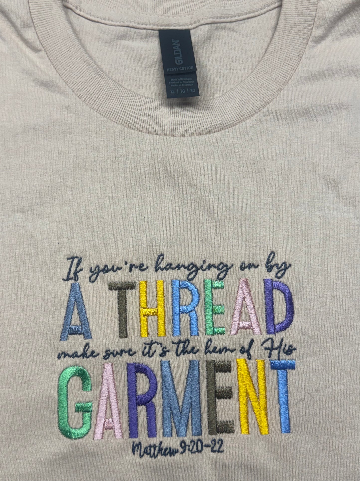 Matthew 9:20–22 Embroidered Shirt | Faith Based Bible Verse Tee | Christian Inspirational Cotton T-Shirt | Religious Gift | Sizes S–2XL