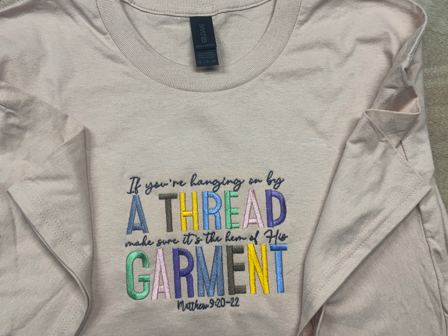 Matthew 9:20–22 Embroidered Shirt | Faith Based Bible Verse Tee | Christian Inspirational Cotton T-Shirt | Religious Gift | Sizes S–2XL