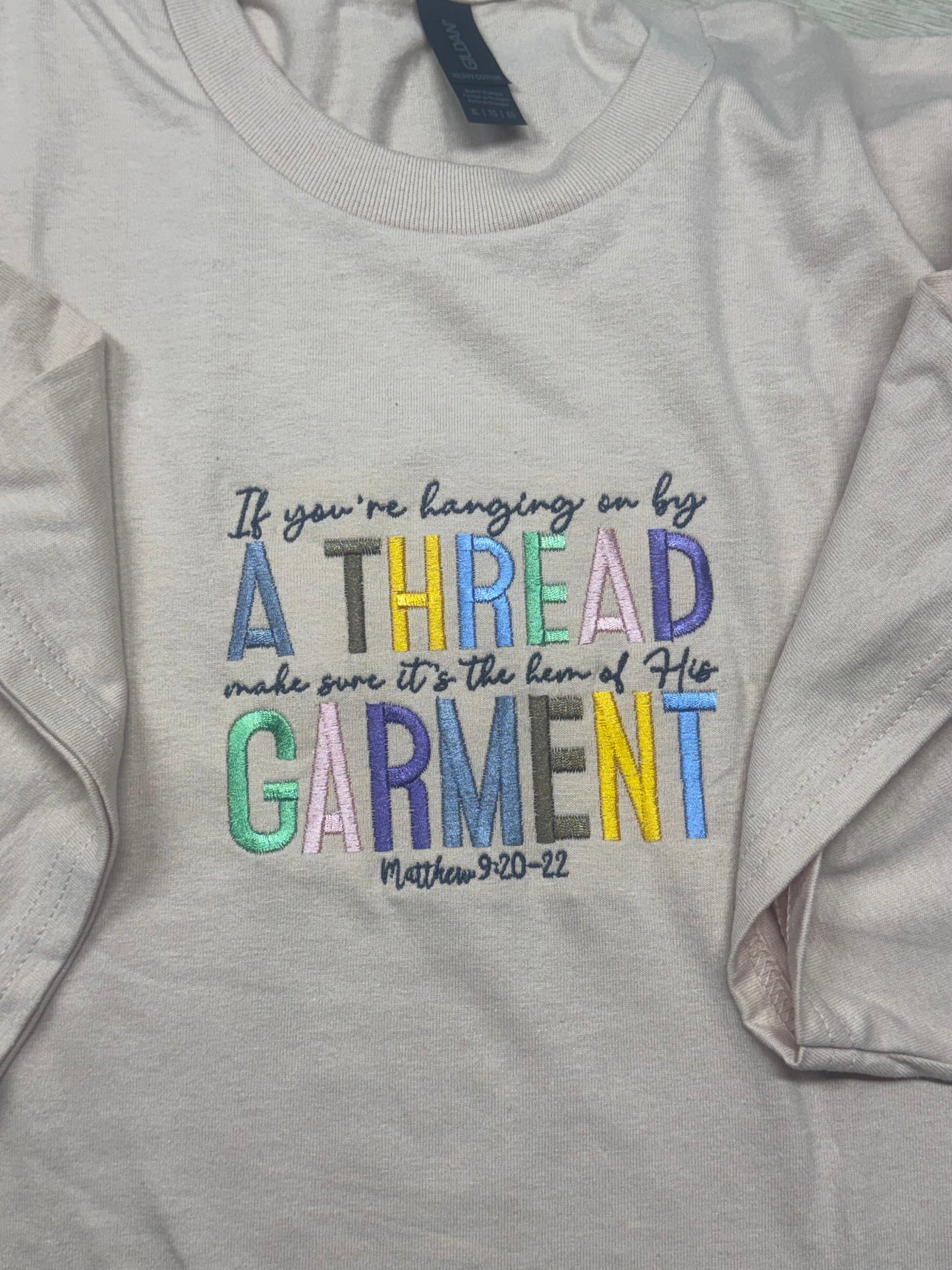 Matthew 9:20–22 Embroidered Shirt | Faith Based Bible Verse Tee | Christian Inspirational Cotton T-Shirt | Religious Gift | Sizes S–2XL