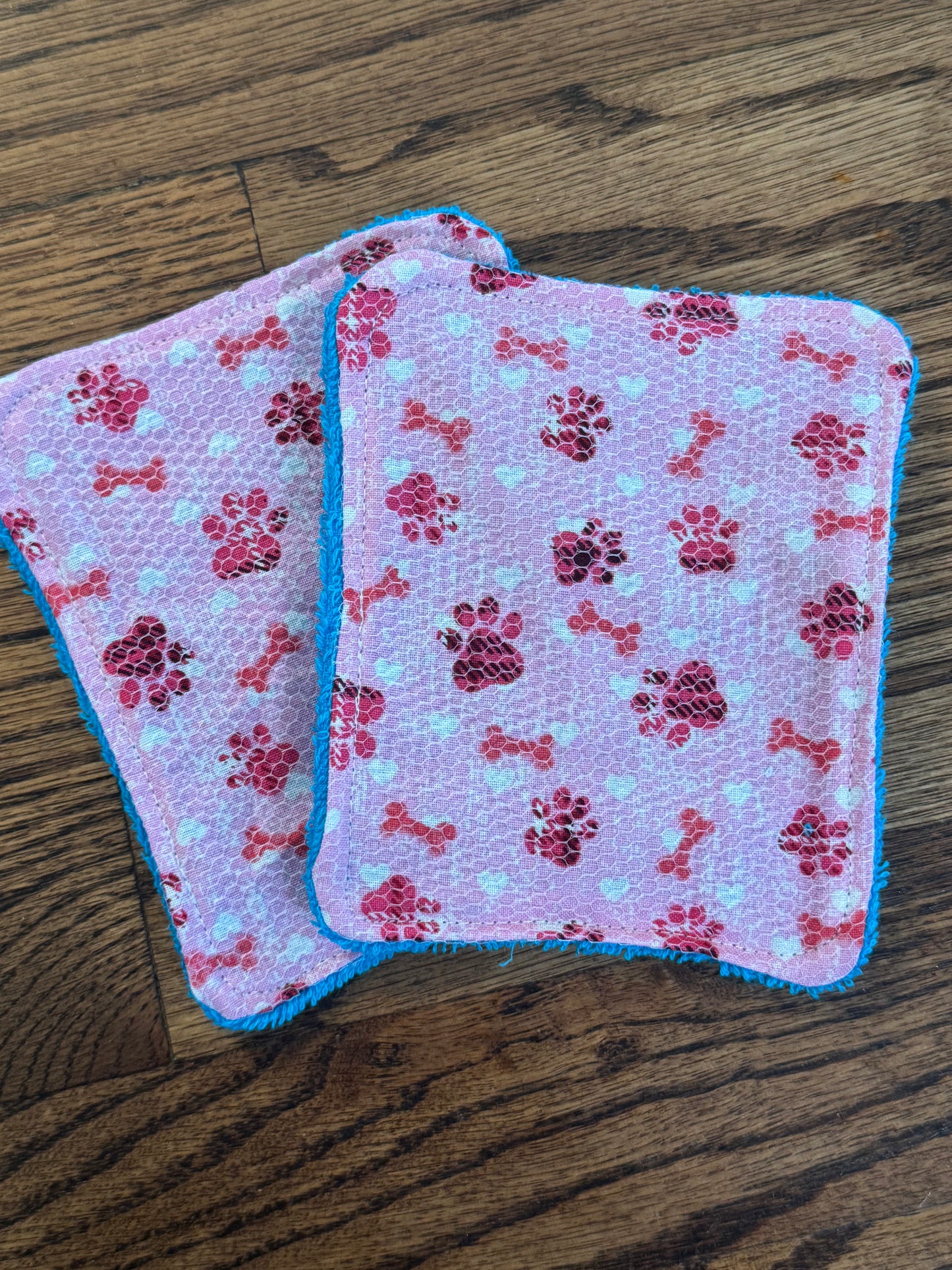 Dog Lover | Reusable Dual-Sided Dish Scrubber Set | 2-Pack Cotton & Terry Dish Cloths with Scrubbing Mesh | Eco-Friendly Kitchen Cleaning Cloths