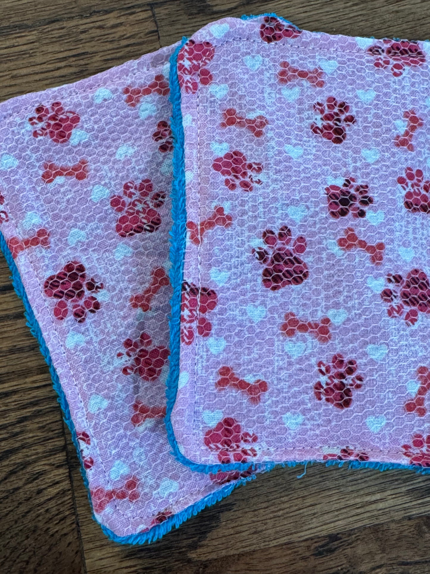 Dog Lover | Reusable Dual-Sided Dish Scrubber Set | 2-Pack Cotton & Terry Dish Cloths with Scrubbing Mesh | Eco-Friendly Kitchen Cleaning Cloths