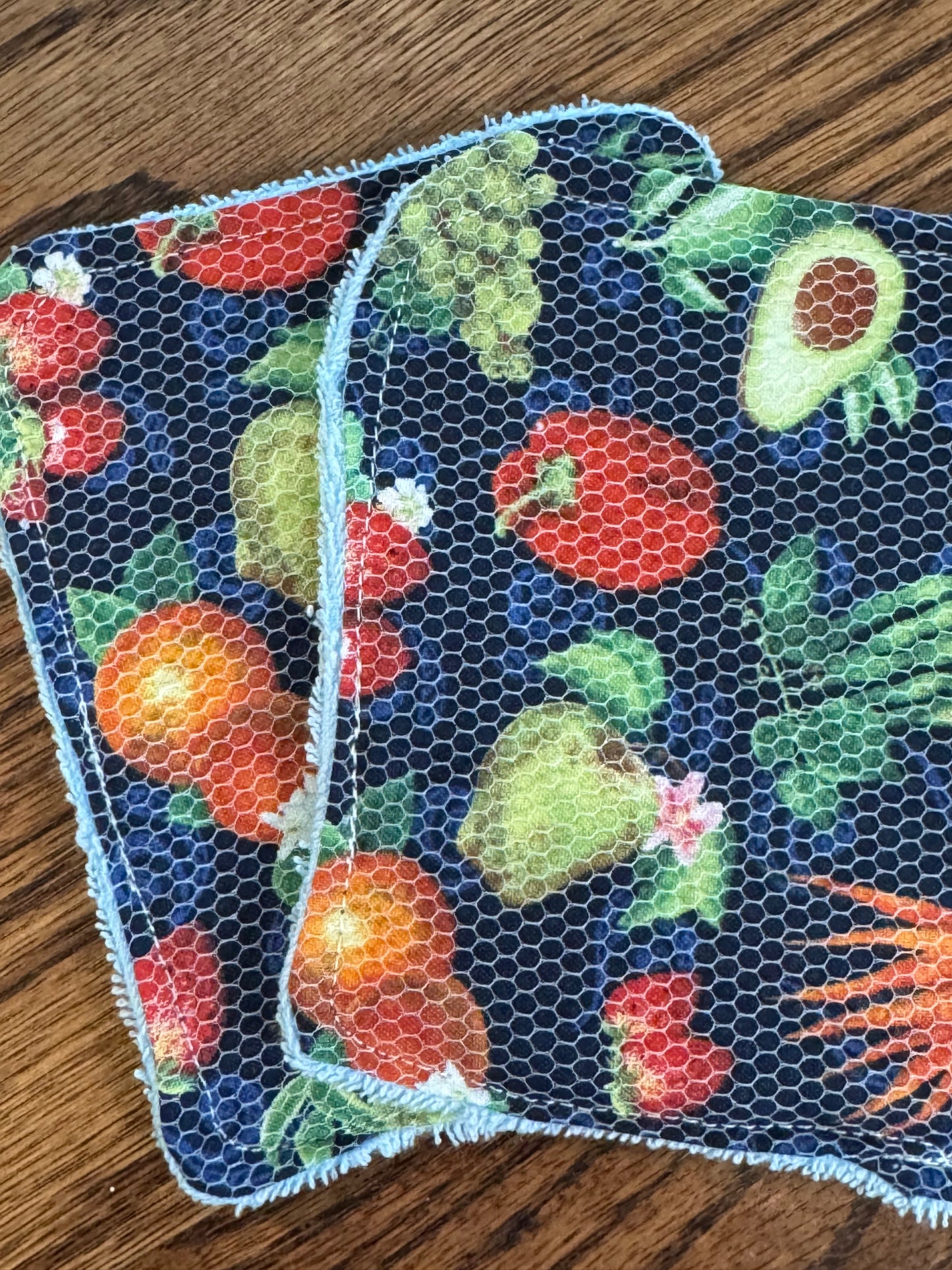 Veggies| Reusable Dual-Sided Dish Scrubber Set | 2-Pack Cotton & Terry Dish Cloths with Scrubbing Mesh | Eco-Friendly Kitchen Cleaning Cloths
