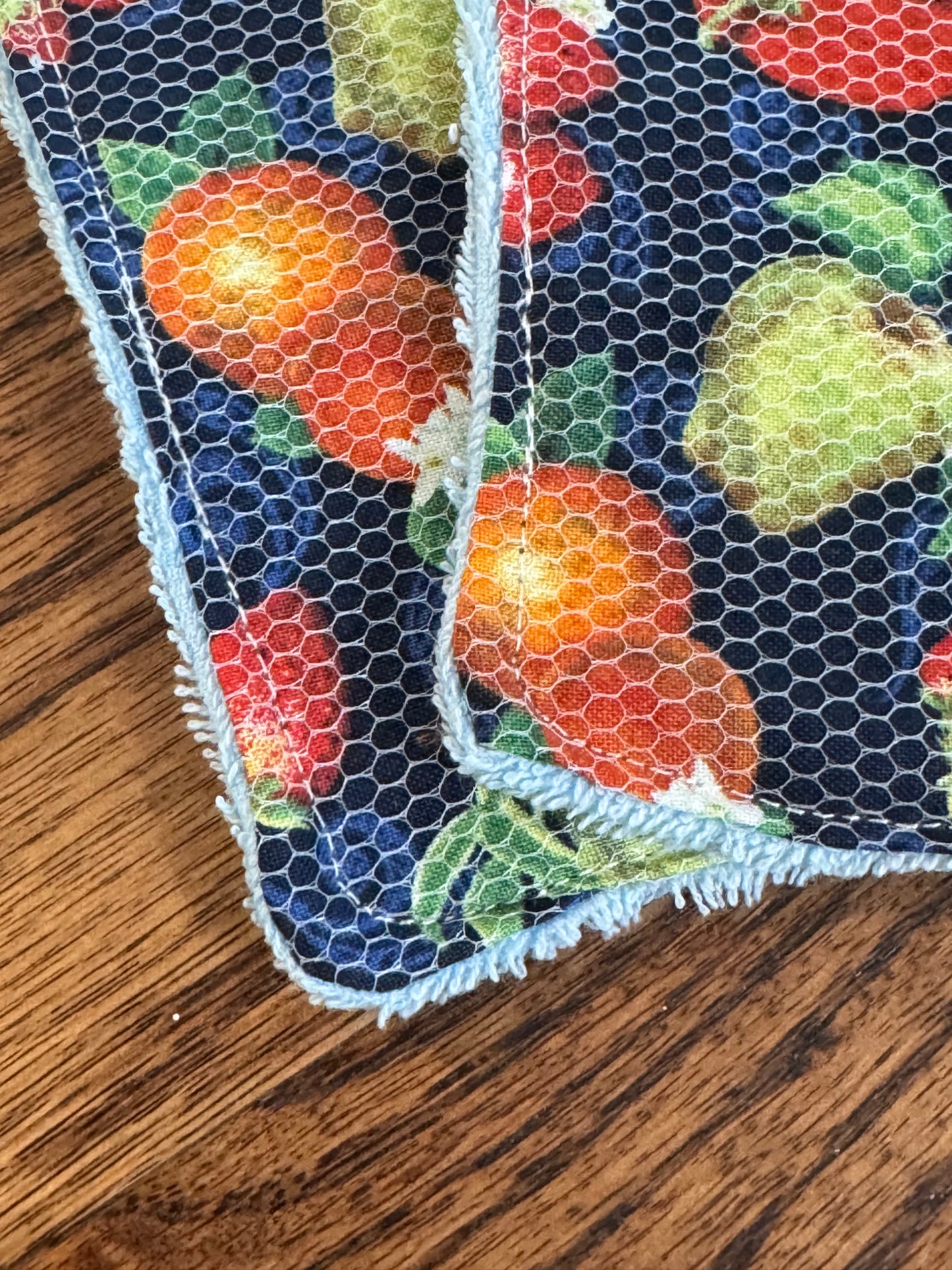 Veggies| Reusable Dual-Sided Dish Scrubber Set | 2-Pack Cotton & Terry Dish Cloths with Scrubbing Mesh | Eco-Friendly Kitchen Cleaning Cloths