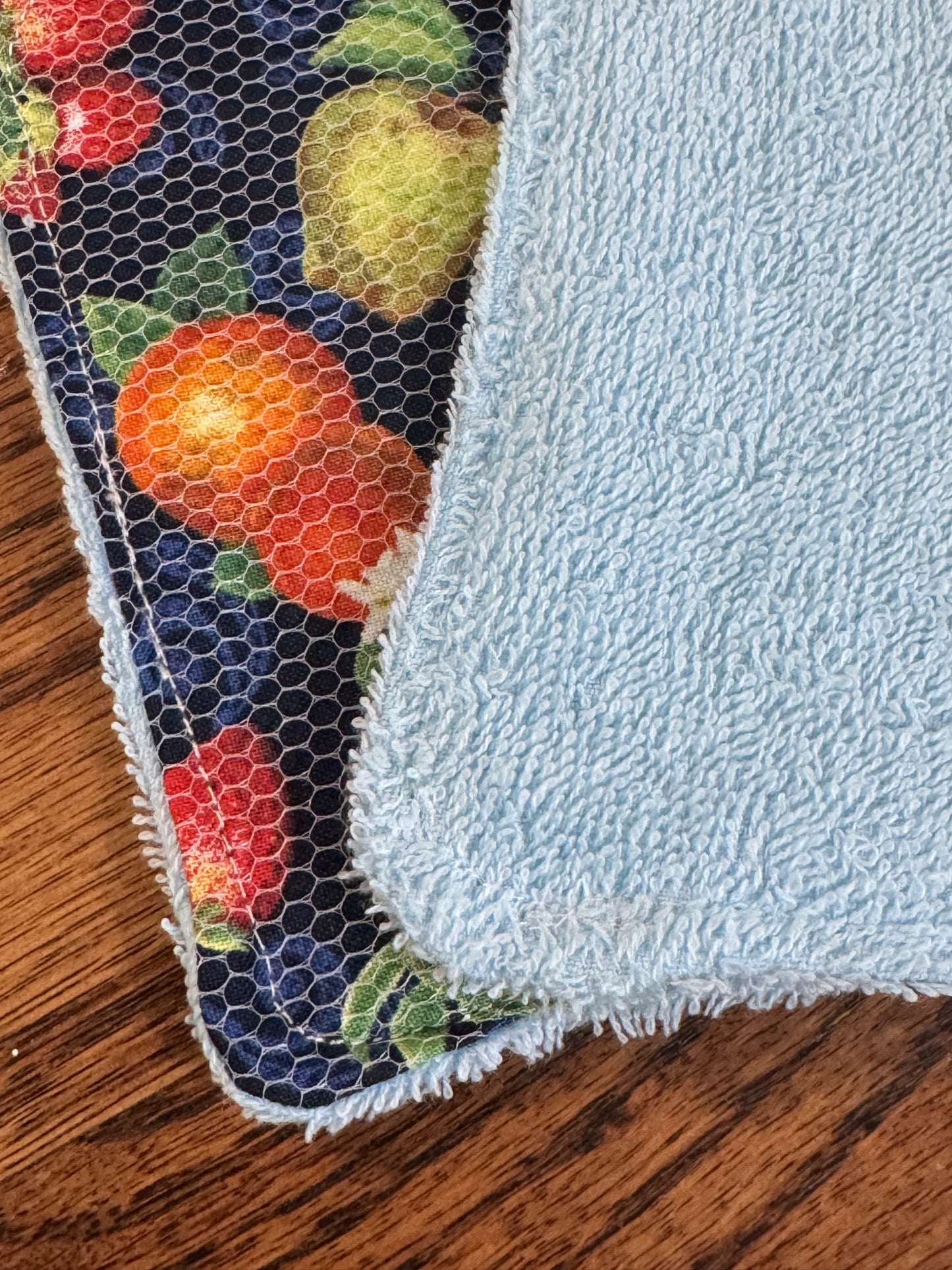 Veggies| Reusable Dual-Sided Dish Scrubber Set | 2-Pack Cotton & Terry Dish Cloths with Scrubbing Mesh | Eco-Friendly Kitchen Cleaning Cloths