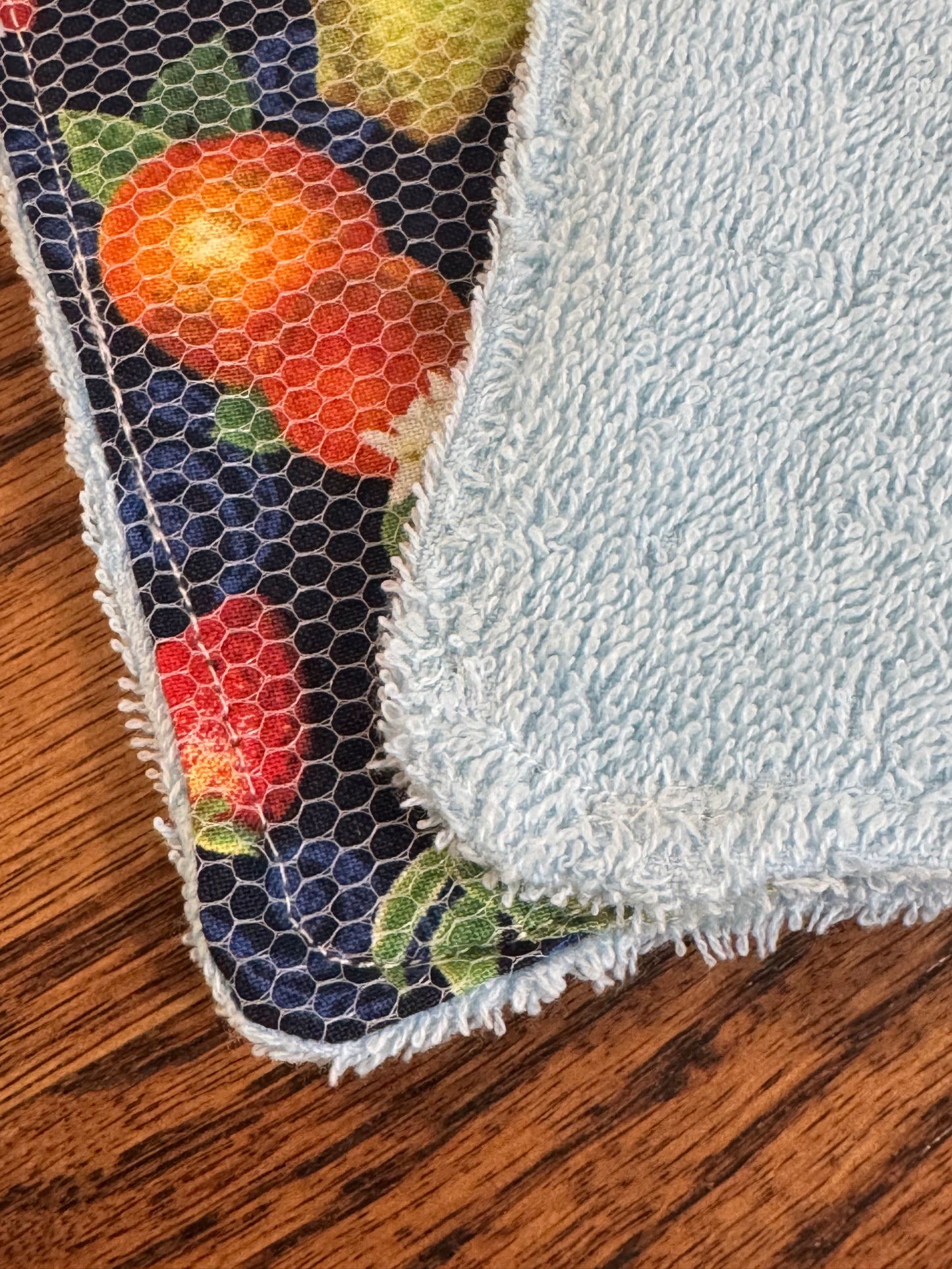Veggies| Reusable Dual-Sided Dish Scrubber Set | 2-Pack Cotton & Terry Dish Cloths with Scrubbing Mesh | Eco-Friendly Kitchen Cleaning Cloths