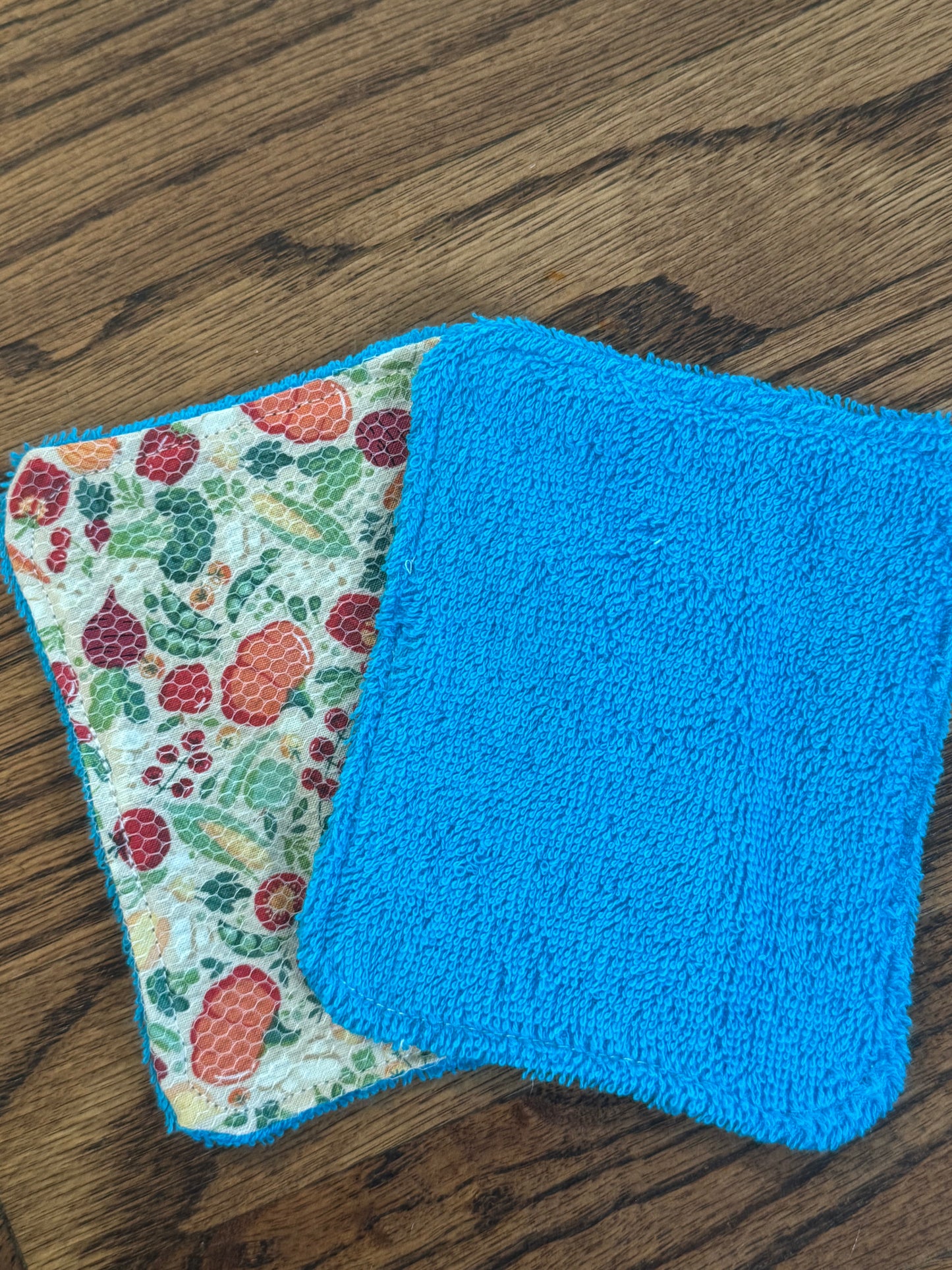 Veggies| Reusable Dual-Sided Dish Scrubber Set | 2-Pack Cotton & Terry Dish Cloths with Scrubbing Mesh | Eco-Friendly Kitchen Cleaning Cloths