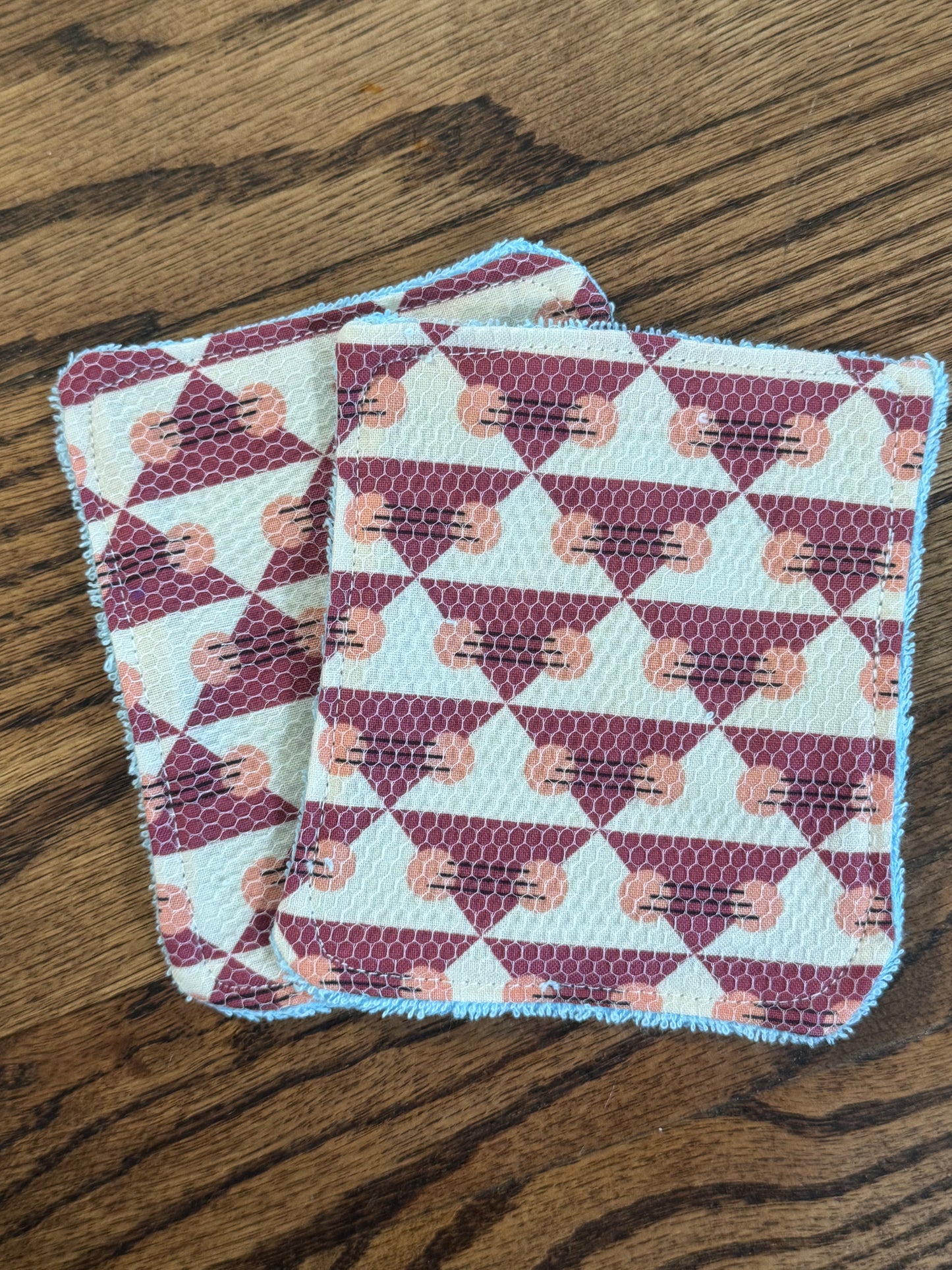 Geometic | Reusable Dual-Sided Dish Scrubber Set | 2-Pack Cotton & Terry Dish Cloths with Scrubbing Mesh | Eco-Friendly Kitchen Cleaning Cloths