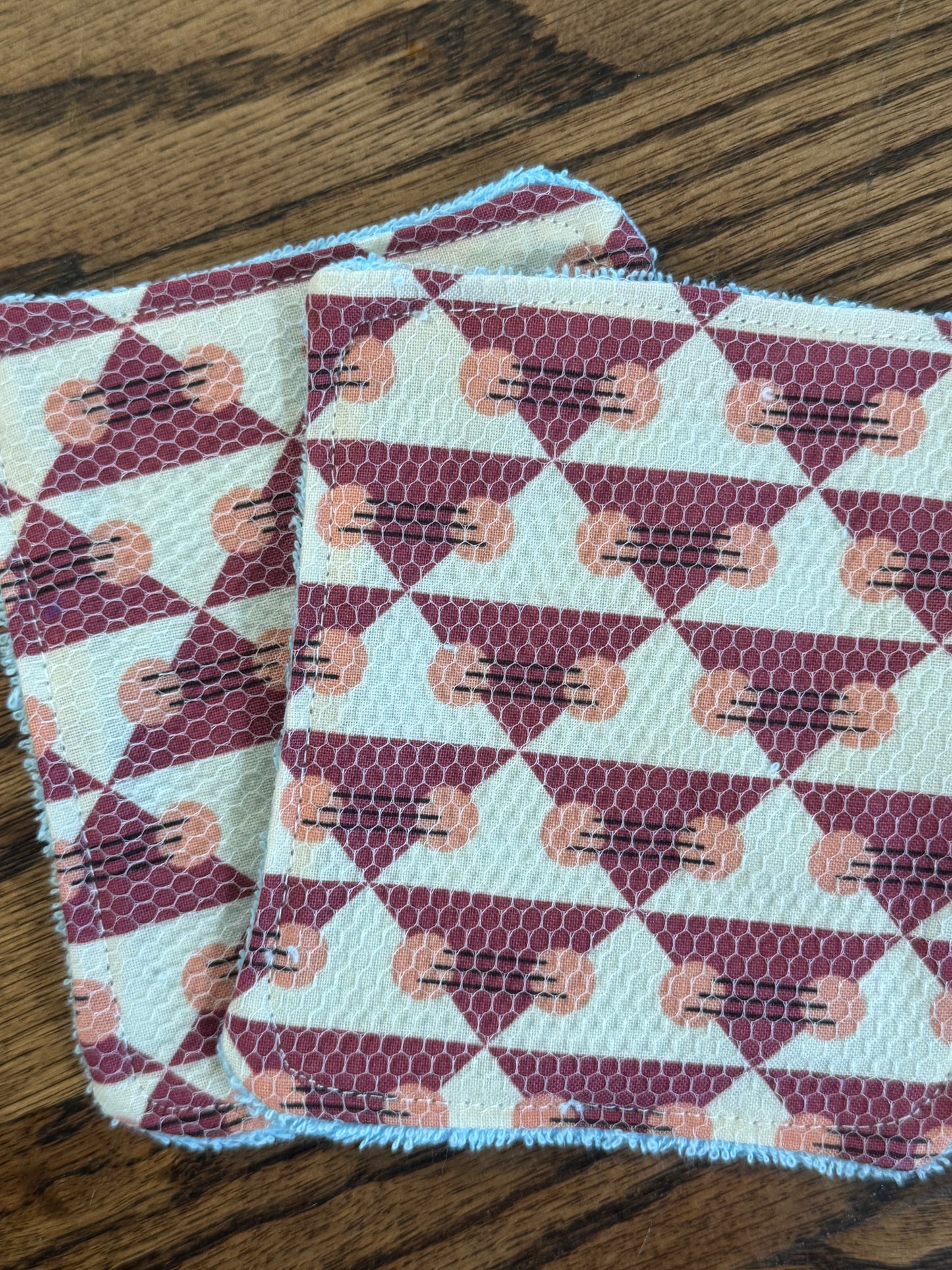 Geometic | Reusable Dual-Sided Dish Scrubber Set | 2-Pack Cotton & Terry Dish Cloths with Scrubbing Mesh | Eco-Friendly Kitchen Cleaning Cloths