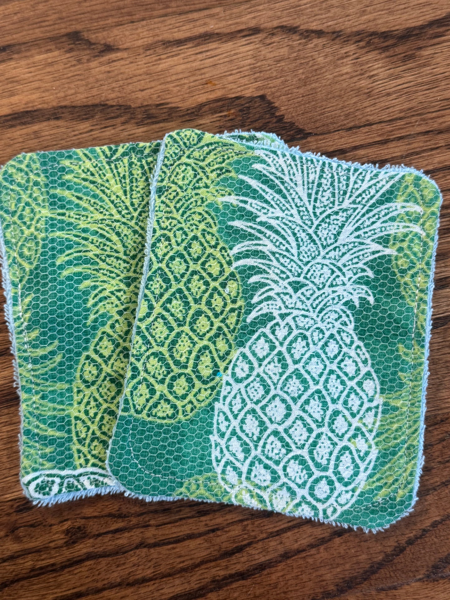 Pineapple | Reusable Dual-Sided Dish Scrubber Set | 2-Pack Cotton & Terry Dish Cloths with Scrubbing Mesh | Eco-Friendly Kitchen Cleaning Cloths