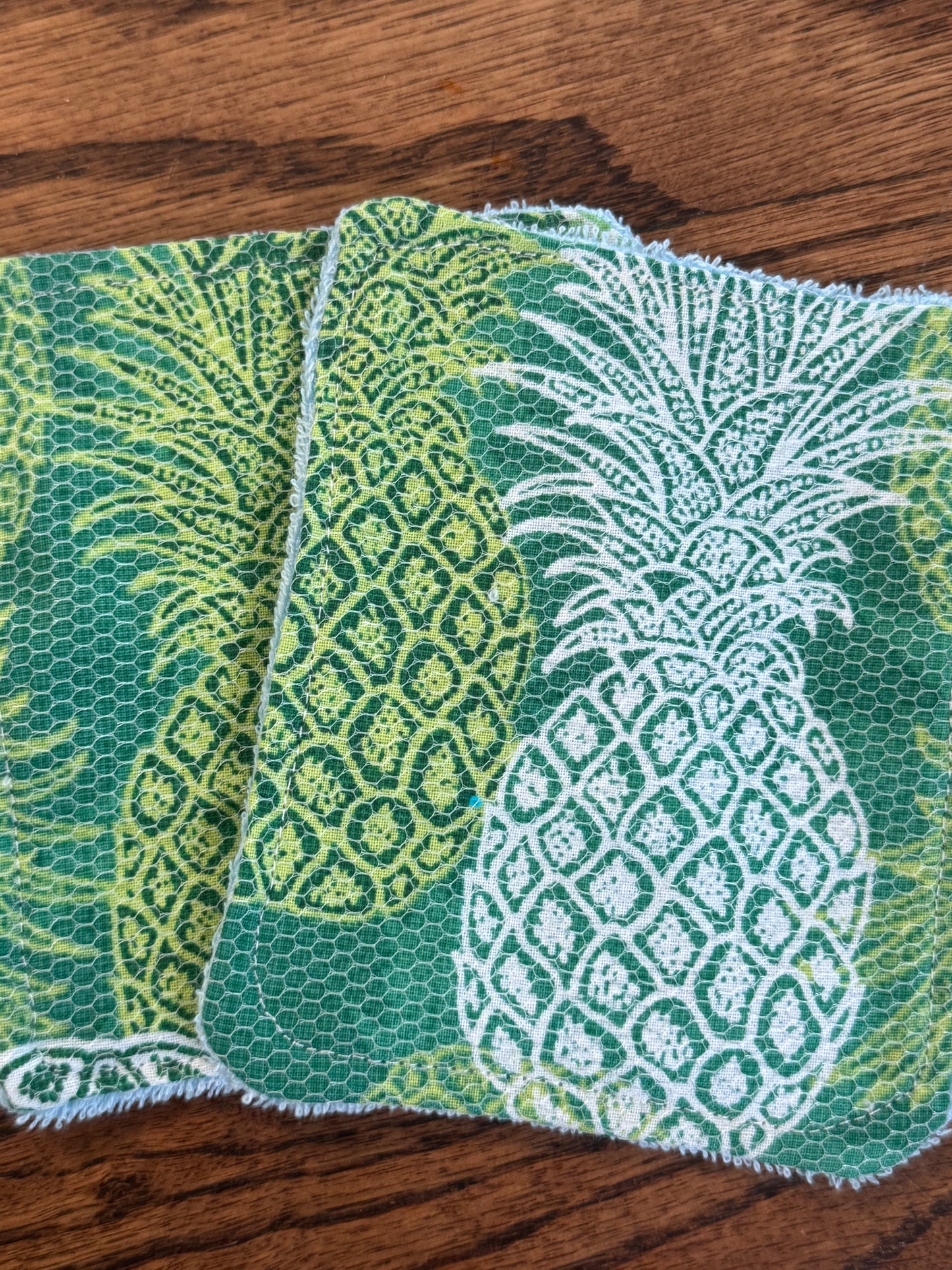 Pineapple | Reusable Dual-Sided Dish Scrubber Set | 2-Pack Cotton & Terry Dish Cloths with Scrubbing Mesh | Eco-Friendly Kitchen Cleaning Cloths