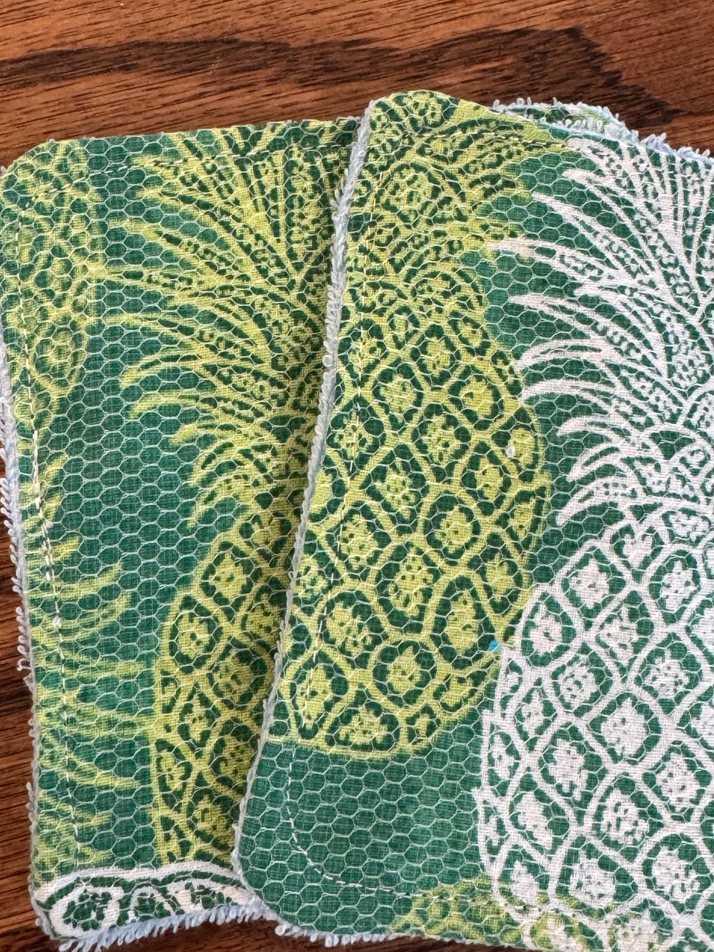 Pineapple | Reusable Dual-Sided Dish Scrubber Set | 2-Pack Cotton & Terry Dish Cloths with Scrubbing Mesh | Eco-Friendly Kitchen Cleaning Cloths