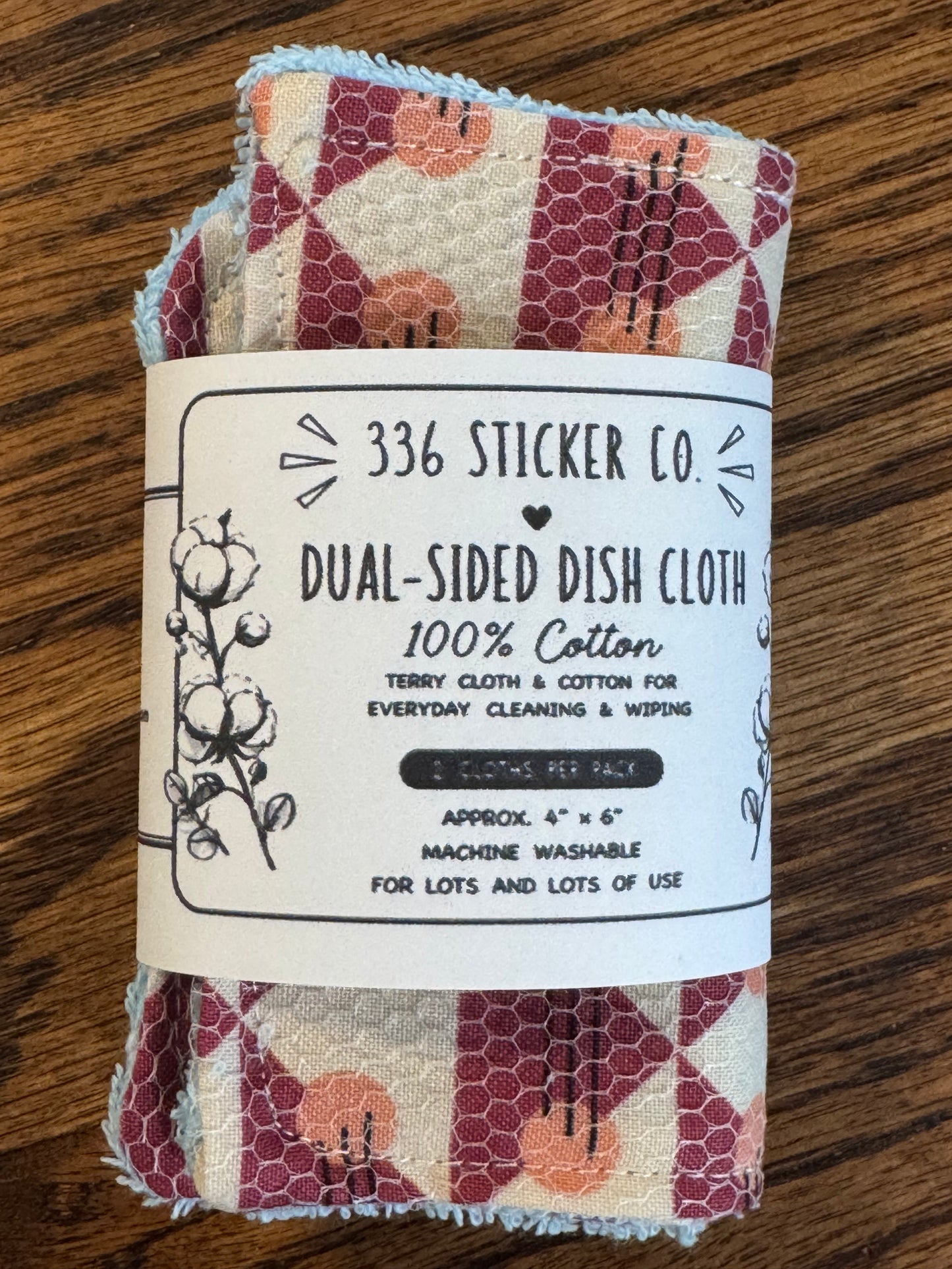 Geometic | Reusable Dual-Sided Dish Scrubber Set | 2-Pack Cotton & Terry Dish Cloths with Scrubbing Mesh | Eco-Friendly Kitchen Cleaning Cloths