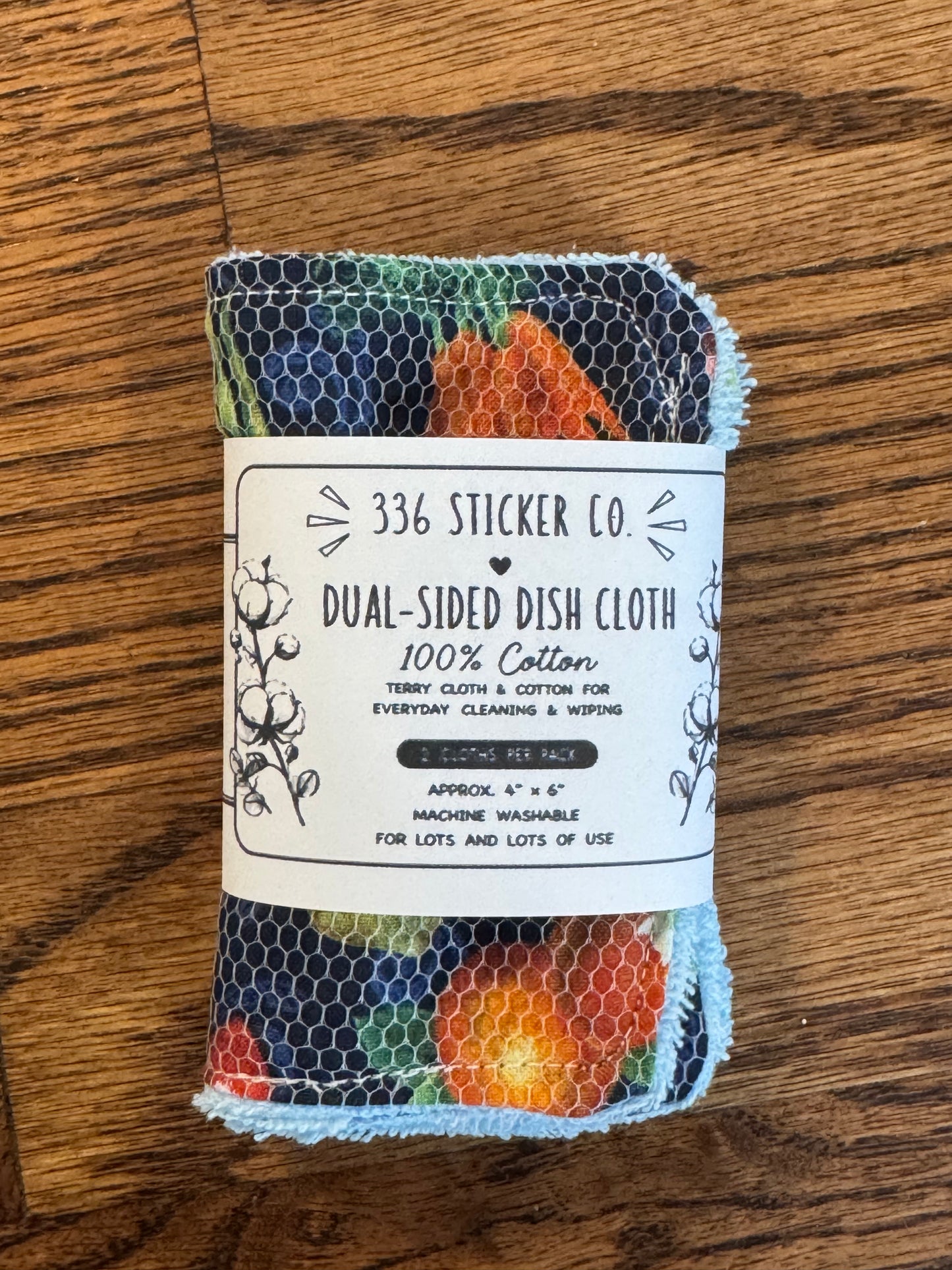 Veggies| Reusable Dual-Sided Dish Scrubber Set | 2-Pack Cotton & Terry Dish Cloths with Scrubbing Mesh | Eco-Friendly Kitchen Cleaning Cloths