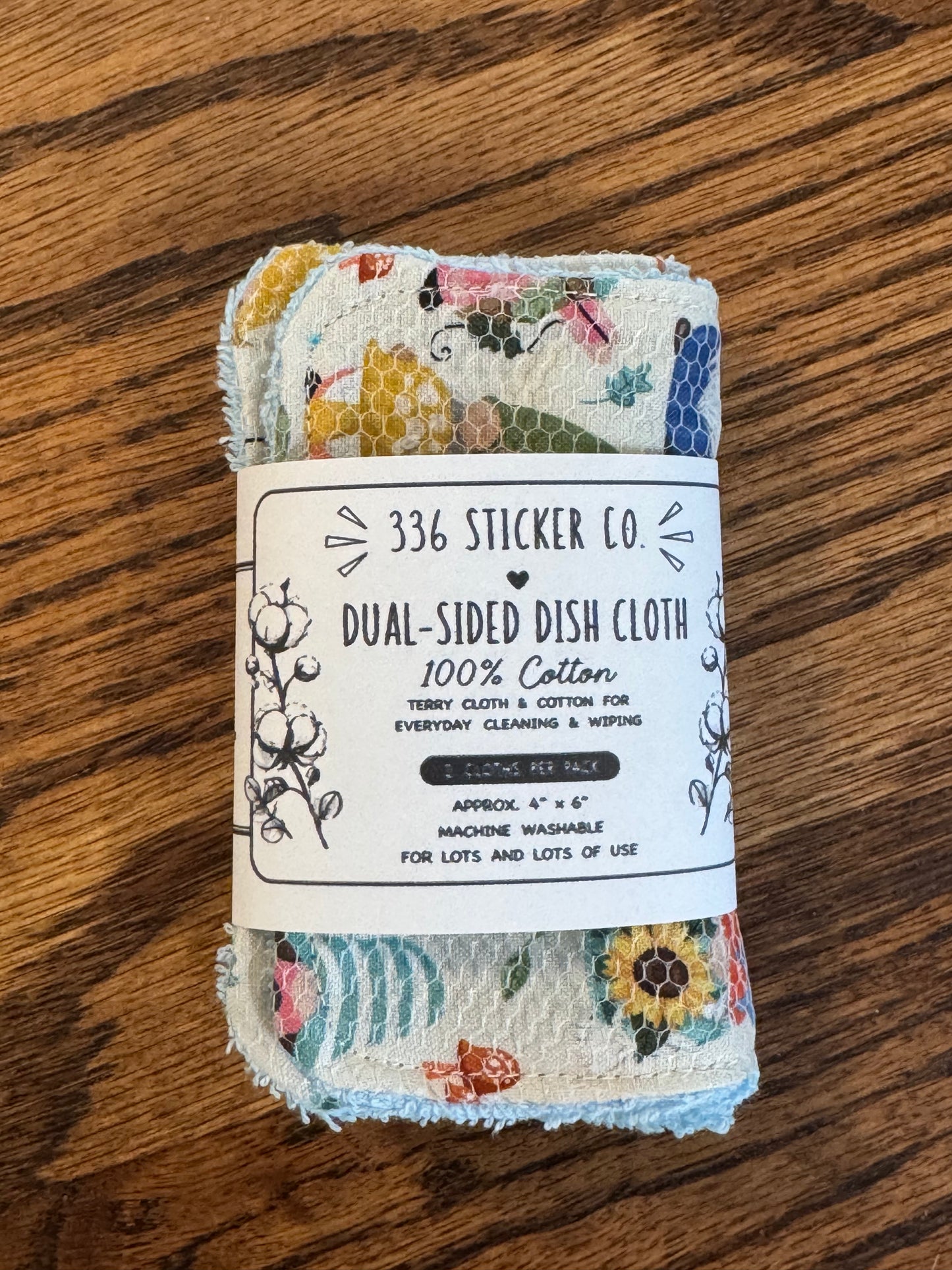 Garden Gnomes | Reusable Dual-Sided Dish Scrubber Set | 2-Pack Cotton & Terry Dish Cloths with Scrubbing Mesh | Eco-Friendly Kitchen Cleaning Cloths