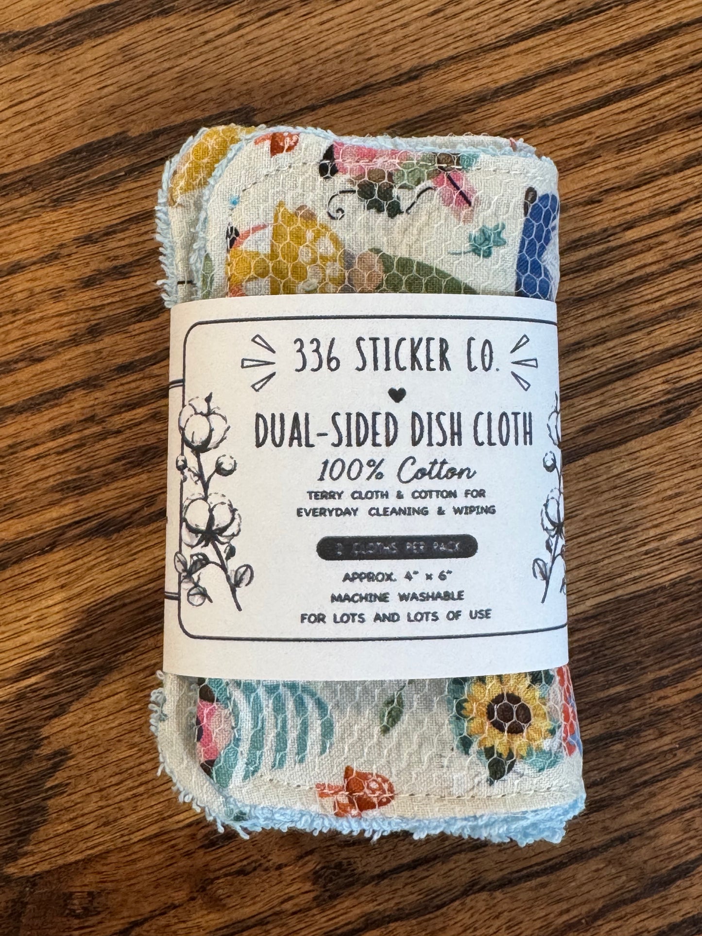 Garden Gnomes | Reusable Dual-Sided Dish Scrubber Set | 2-Pack Cotton & Terry Dish Cloths with Scrubbing Mesh | Eco-Friendly Kitchen Cleaning Cloths