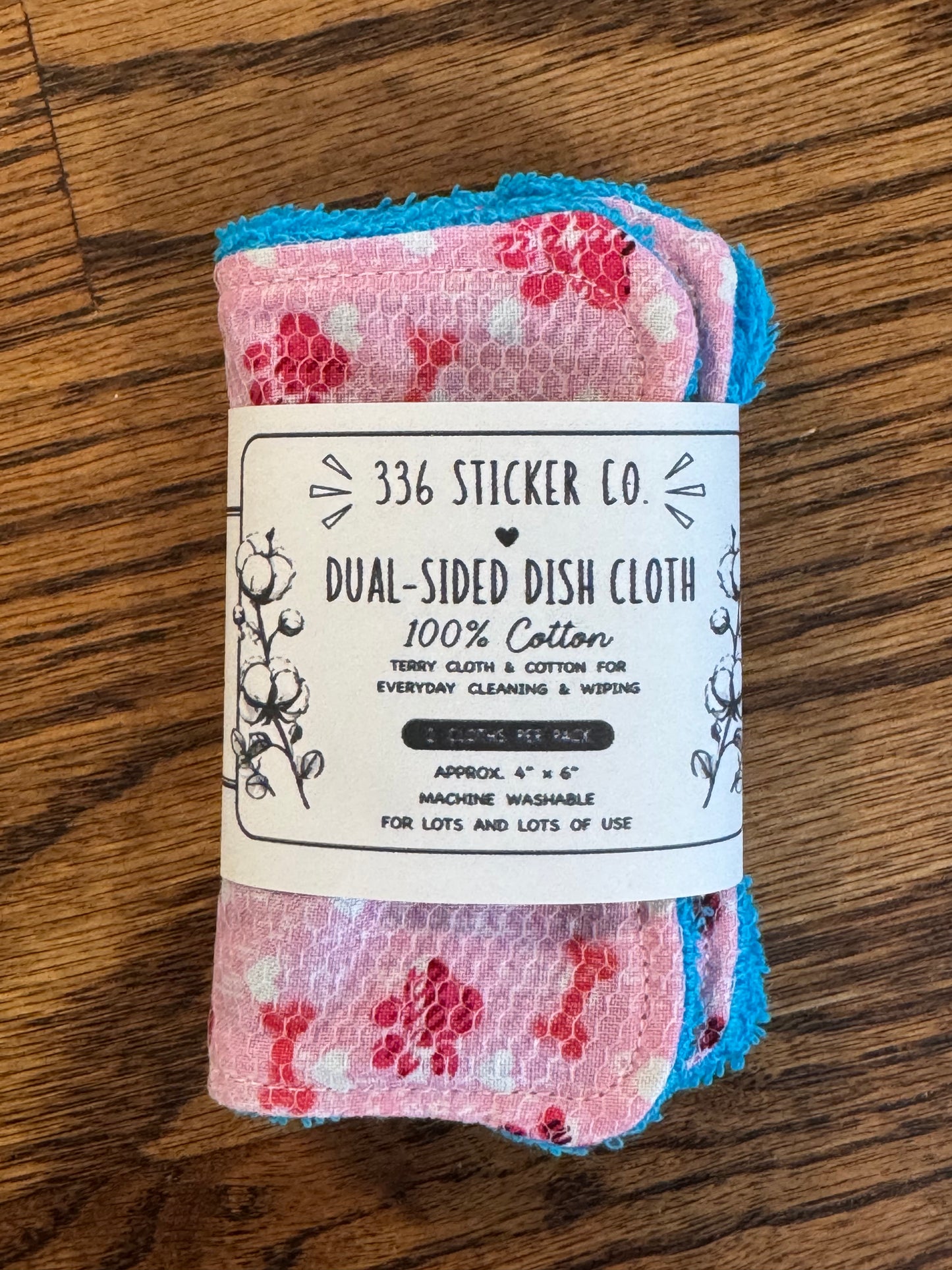 Dog Lover | Reusable Dual-Sided Dish Scrubber Set | 2-Pack Cotton & Terry Dish Cloths with Scrubbing Mesh | Eco-Friendly Kitchen Cleaning Cloths