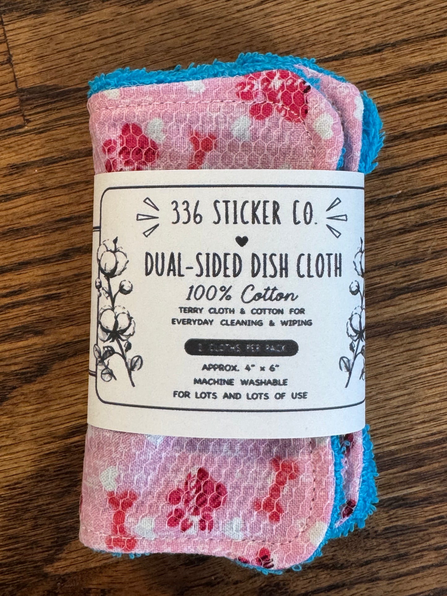 Dog Lover | Reusable Dual-Sided Dish Scrubber Set | 2-Pack Cotton & Terry Dish Cloths with Scrubbing Mesh | Eco-Friendly Kitchen Cleaning Cloths