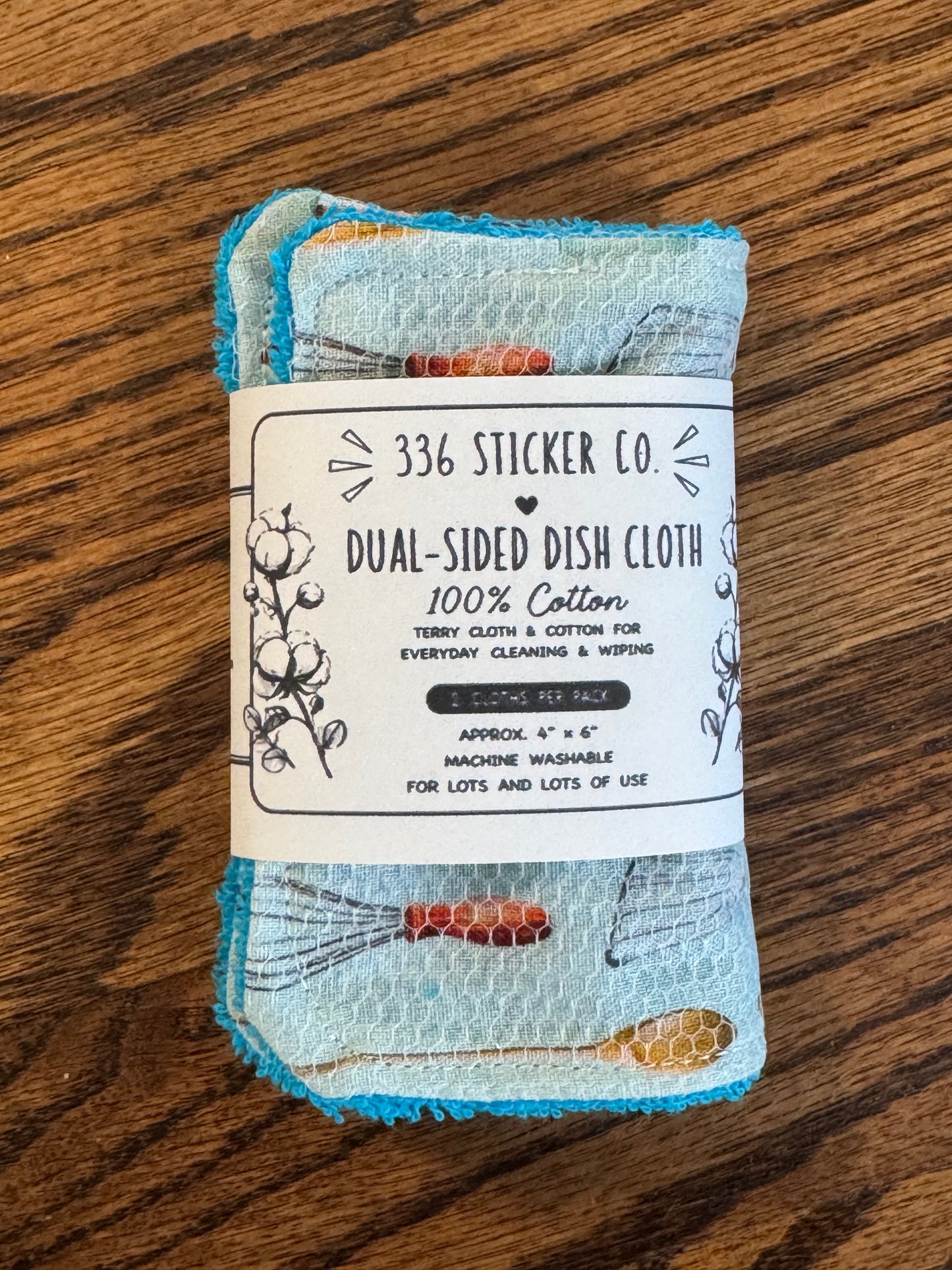 Kitchen Utensils | Reusable Dual-Sided Dish Scrubber Set | 2-Pack Cotton & Terry Dish Cloths with Scrubbing Mesh | Eco-Friendly Kitchen Cleaning Cloths
