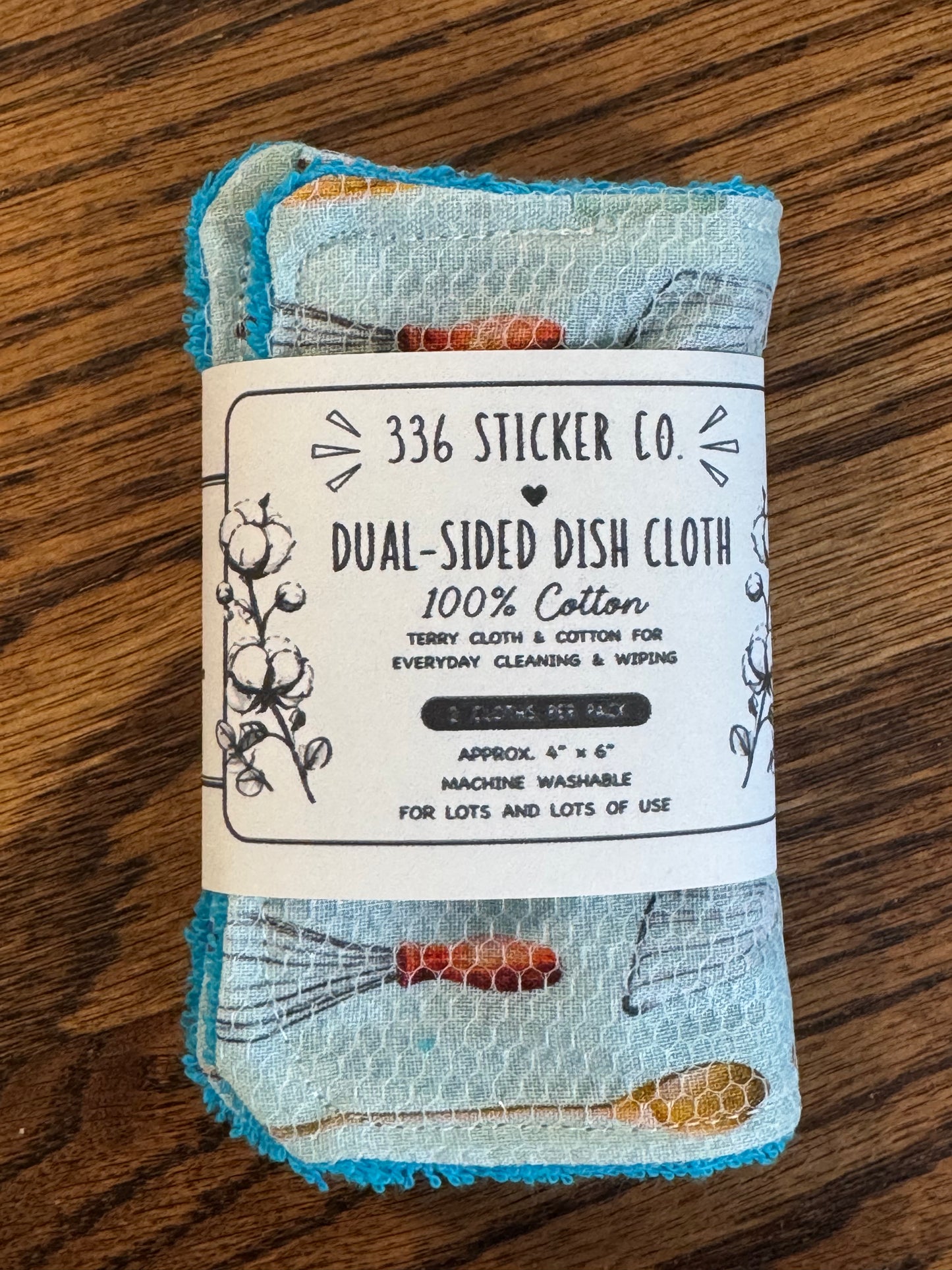 Kitchen Utensils | Reusable Dual-Sided Dish Scrubber Set | 2-Pack Cotton & Terry Dish Cloths with Scrubbing Mesh | Eco-Friendly Kitchen Cleaning Cloths