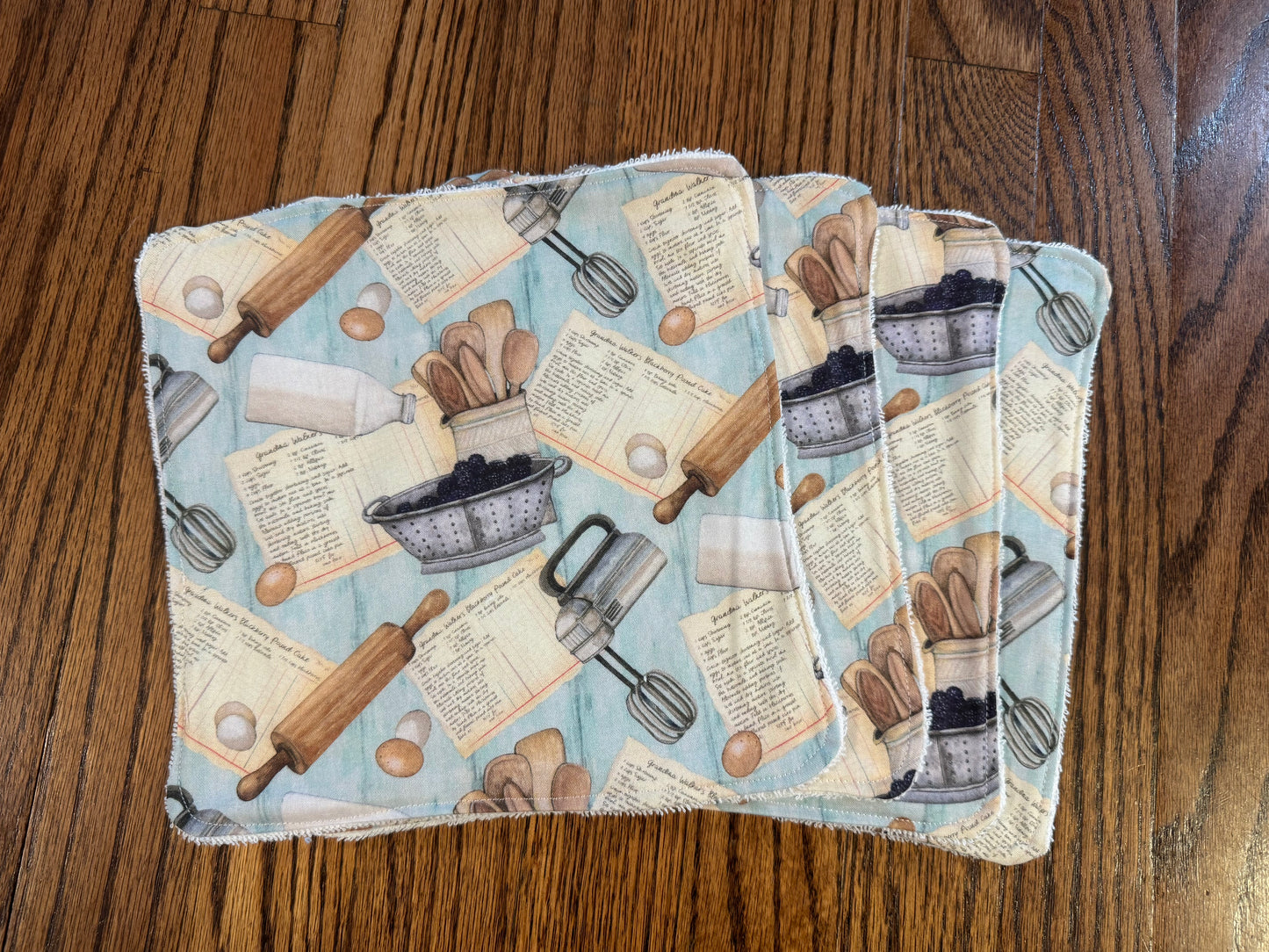 Bakers Delight ~ Decorative Dishrags | 100% Cotton & Terry Cloth | Reusable Kitchen Cleaning Cloths | Set of 4 | 10" x 10"