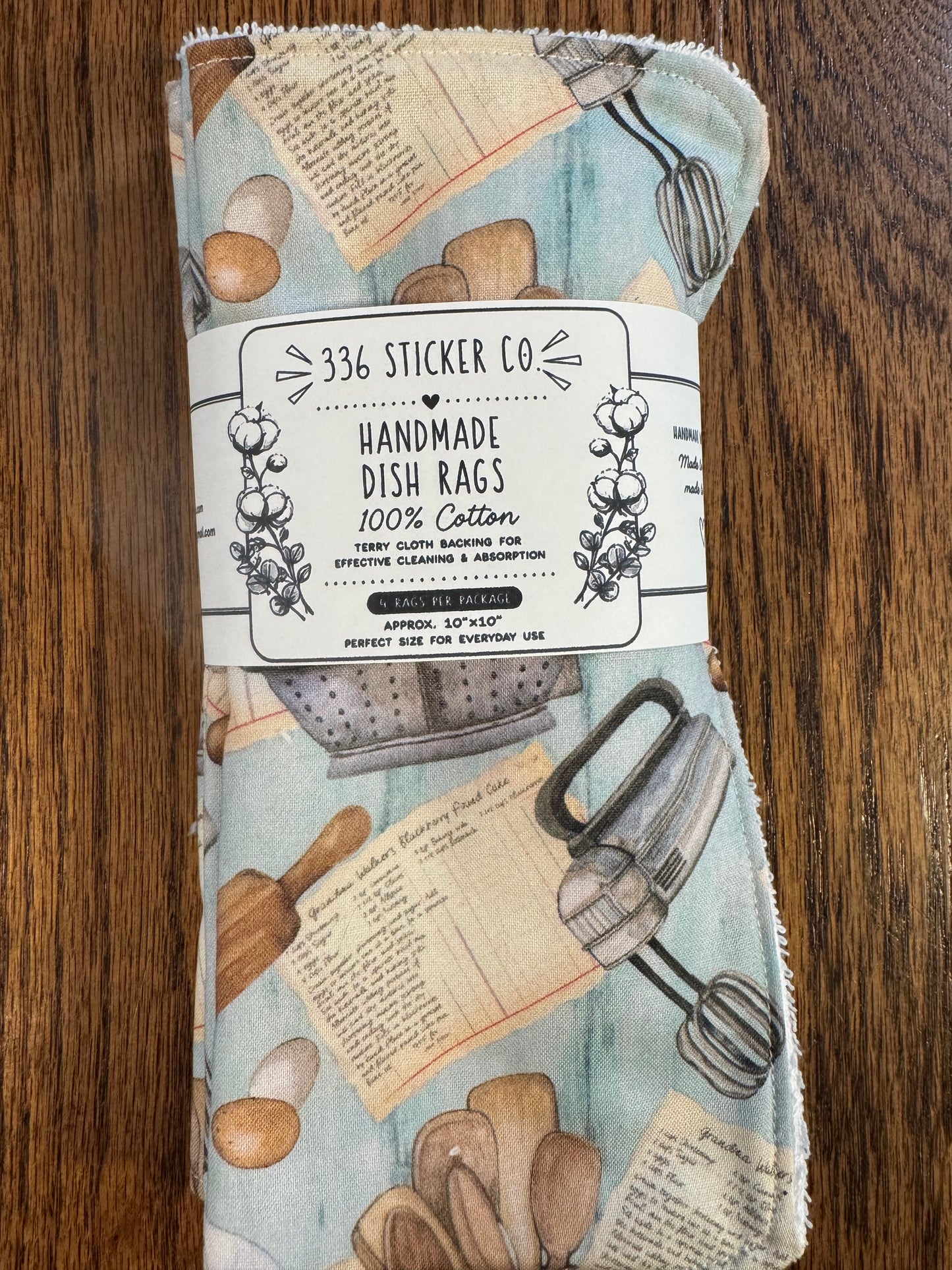 Bakers Delight ~ Decorative Dishrags | 100% Cotton & Terry Cloth | Reusable Kitchen Cleaning Cloths | Set of 4 | 10" x 10"