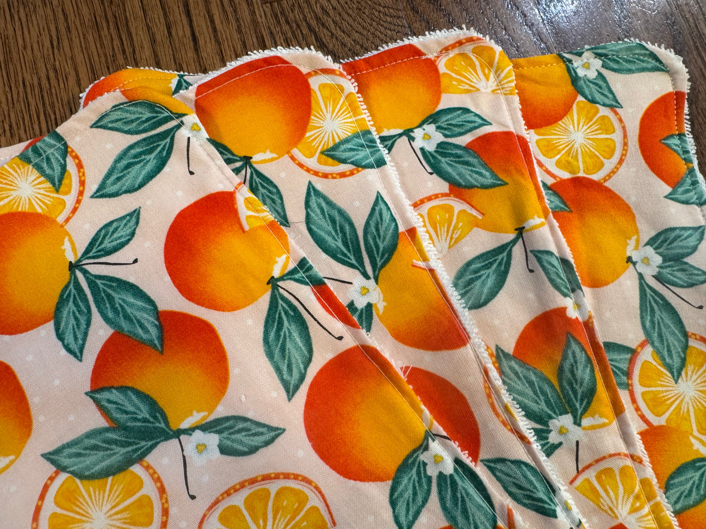 Peaches ~ Decorative Dishrags | 100% Cotton & Terry Cloth | Reusable Kitchen Cleaning Cloths | Set of 4 | 10" x 10"