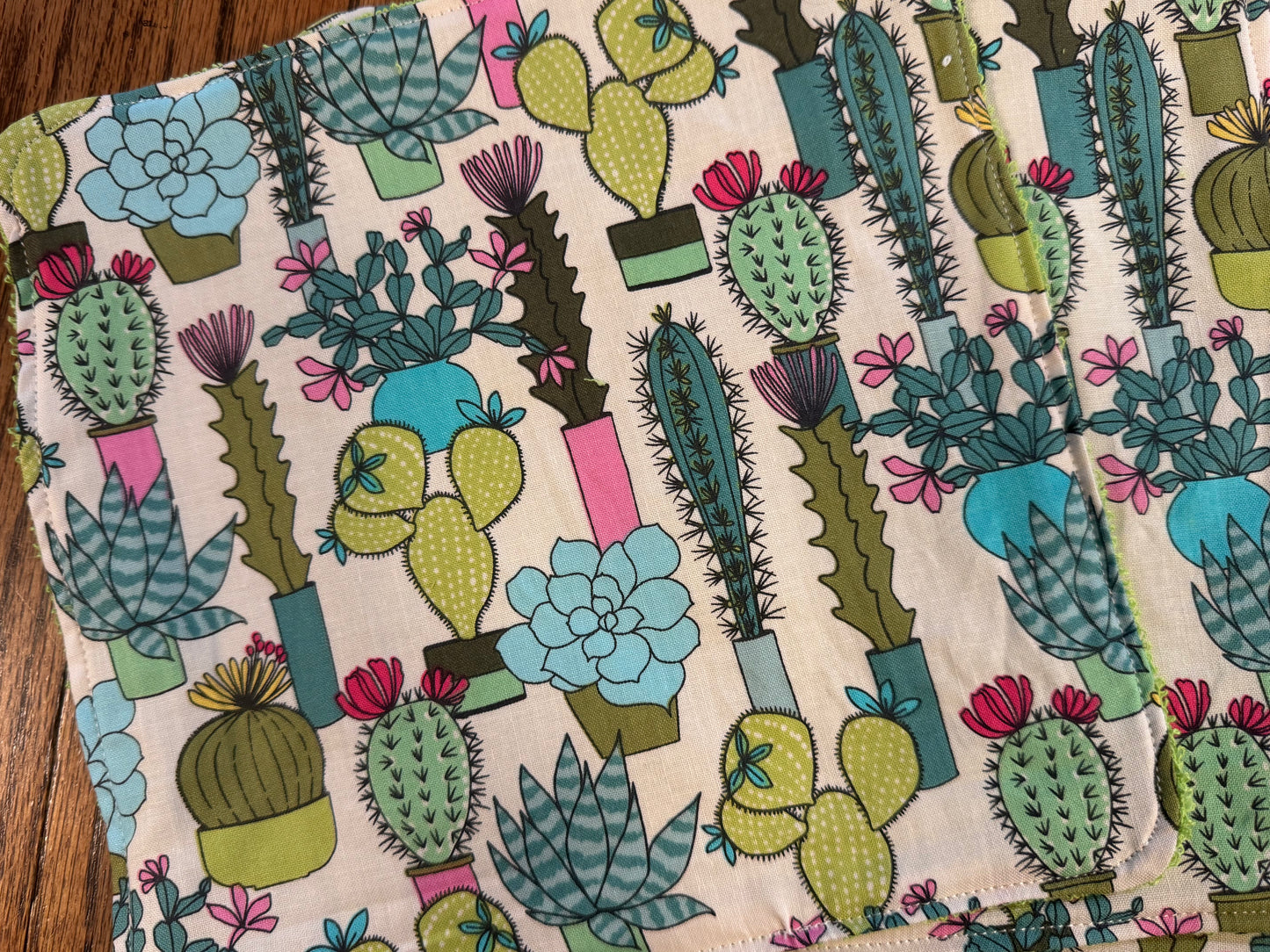 Succulents ~ Decorative Dishrags | 100% Cotton & Terry Cloth | Reusable Kitchen Cleaning Cloths | Set of 4 | 10" x 10"