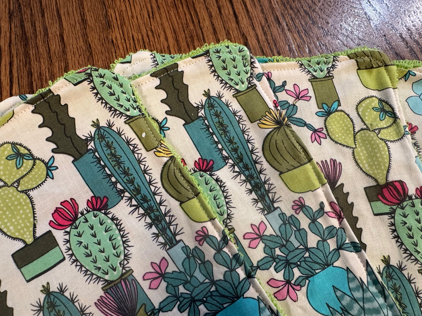 Succulents ~ Decorative Dishrags | 100% Cotton & Terry Cloth | Reusable Kitchen Cleaning Cloths | Set of 4 | 10" x 10"