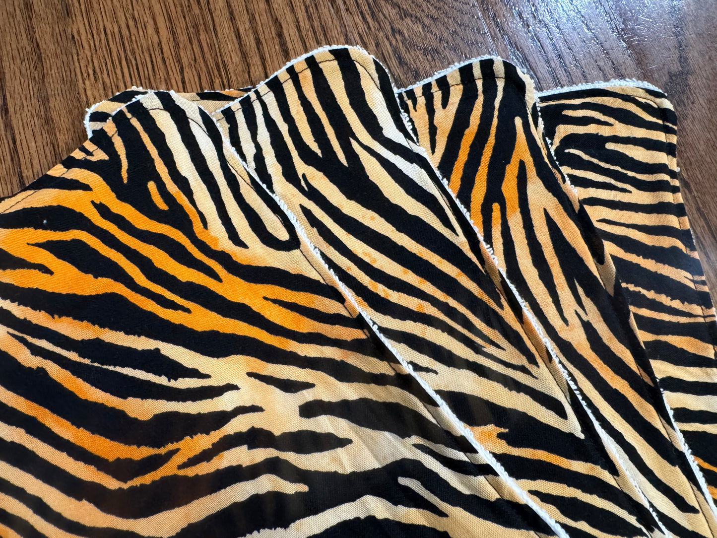 Tiger Print ~ Decorative Dishrags | 100% Cotton & Terry Cloth | Reusable Kitchen Cleaning Cloths | Set of 4 | 10" x 10"