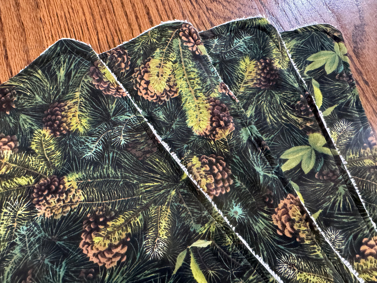Pine Cones ~ Decorative Dishrags | 100% Cotton & Terry Cloth | Reusable Kitchen Cleaning Cloths | Set of 4 | 10" x 10"