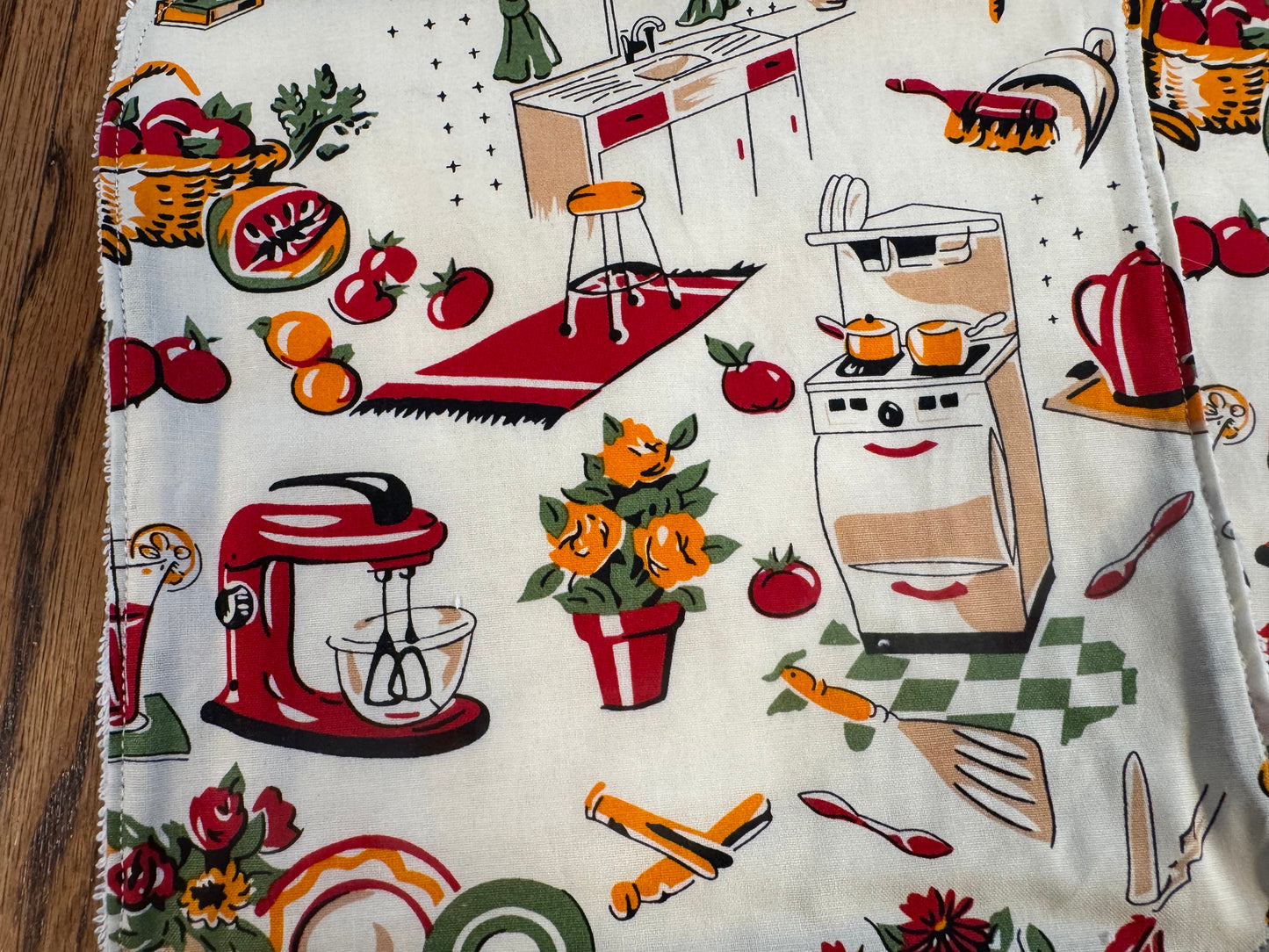 Retro Kitchen ~ Decorative Dishrags | 100% Cotton & Terry Cloth | Reusable Kitchen Cleaning Cloths | Set of 4 | 10" x 10"