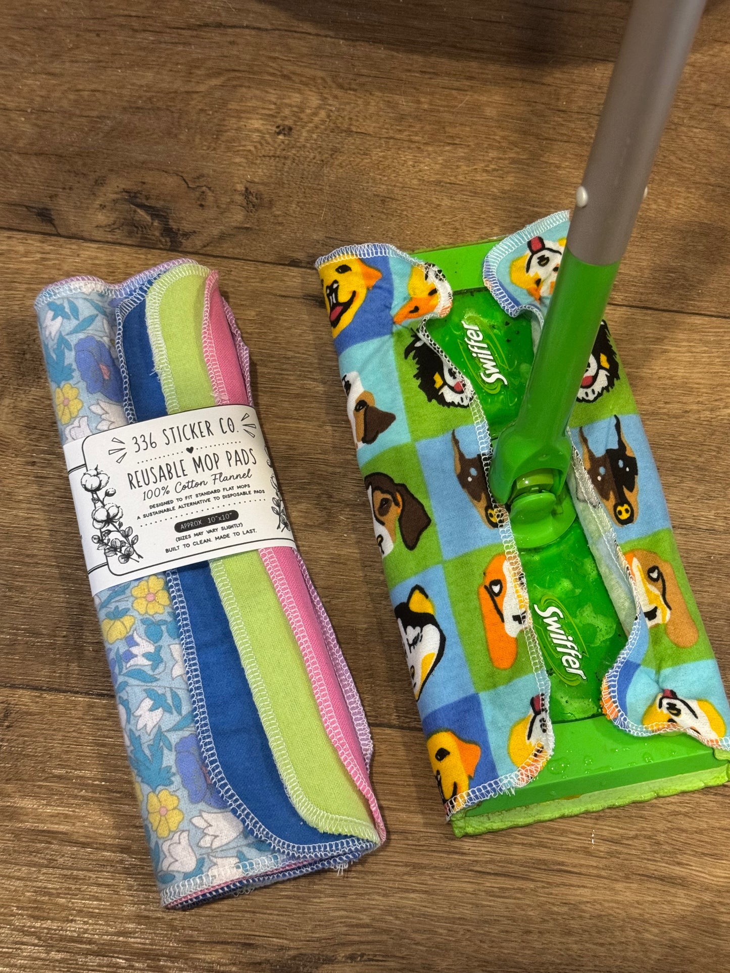 Flowers ~ Reusable Mop Pads | 100% Cotton Flannel | Washable & Eco-Friendly | Set of 5 | Fits Swiffer-Style Mops
